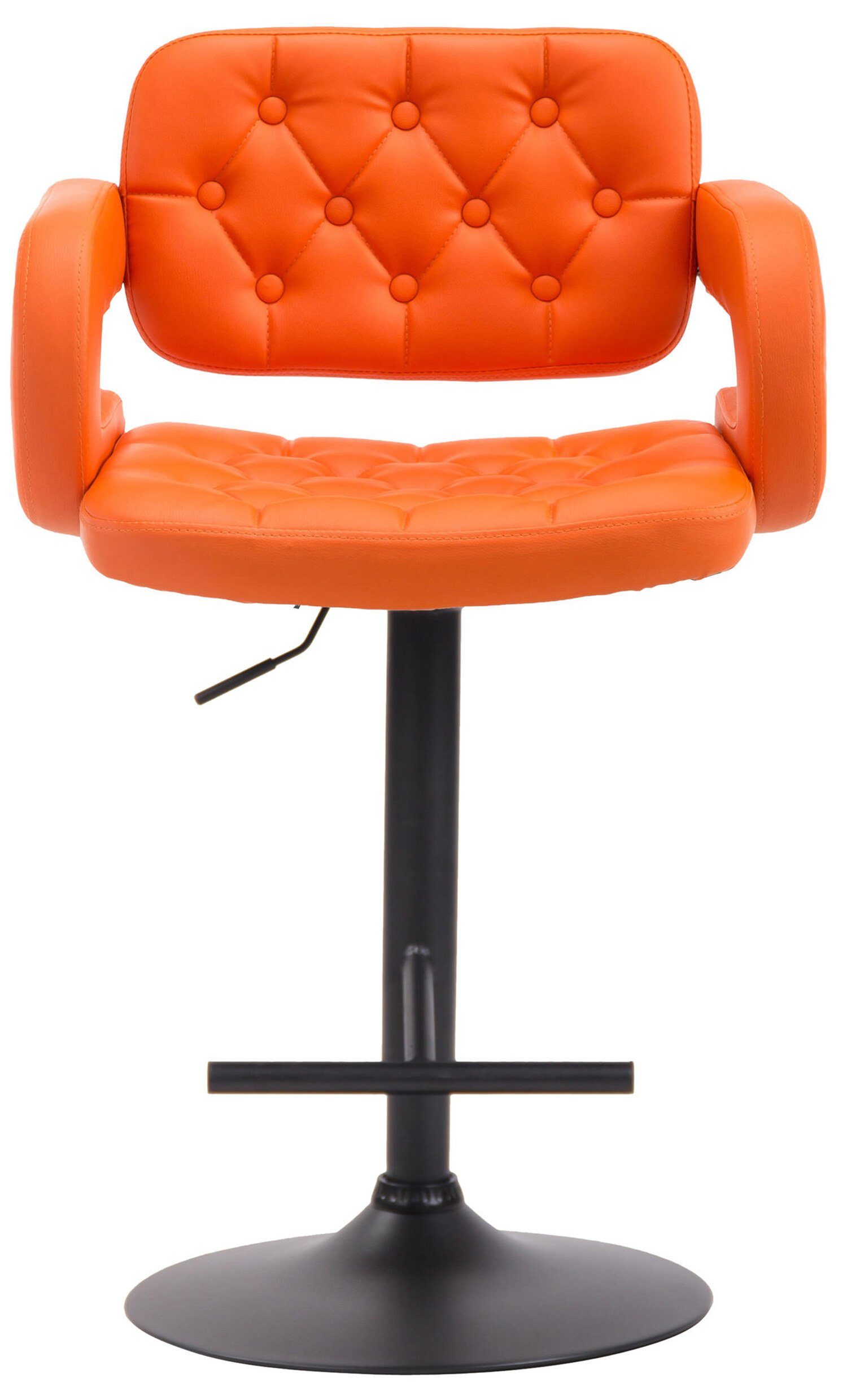 bequemer Fußstütze Dublin & Theke - Hocker drehbar schwarz - Metall TPFLiving Küche), Kunstleder - Sitzfläche: 360° für Rückenlehne Orange (mit Gestell Barhocker und