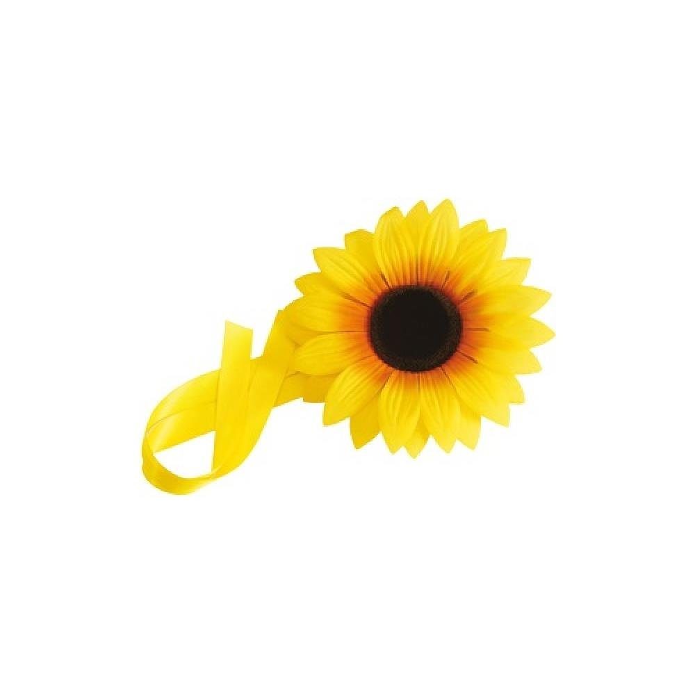 Nestler Schultüte Dekoverschluss Sonnenblume, 22 cm, mit gelbem Schleifband, für Zuckertüte