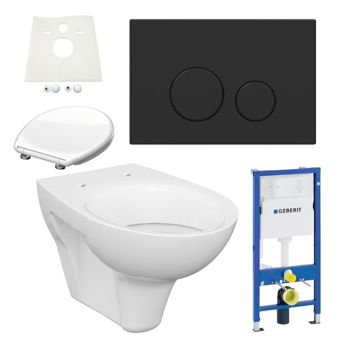 Vorwandelement WC Geberit Spülkasten Drückerplatte schwarz matt WC