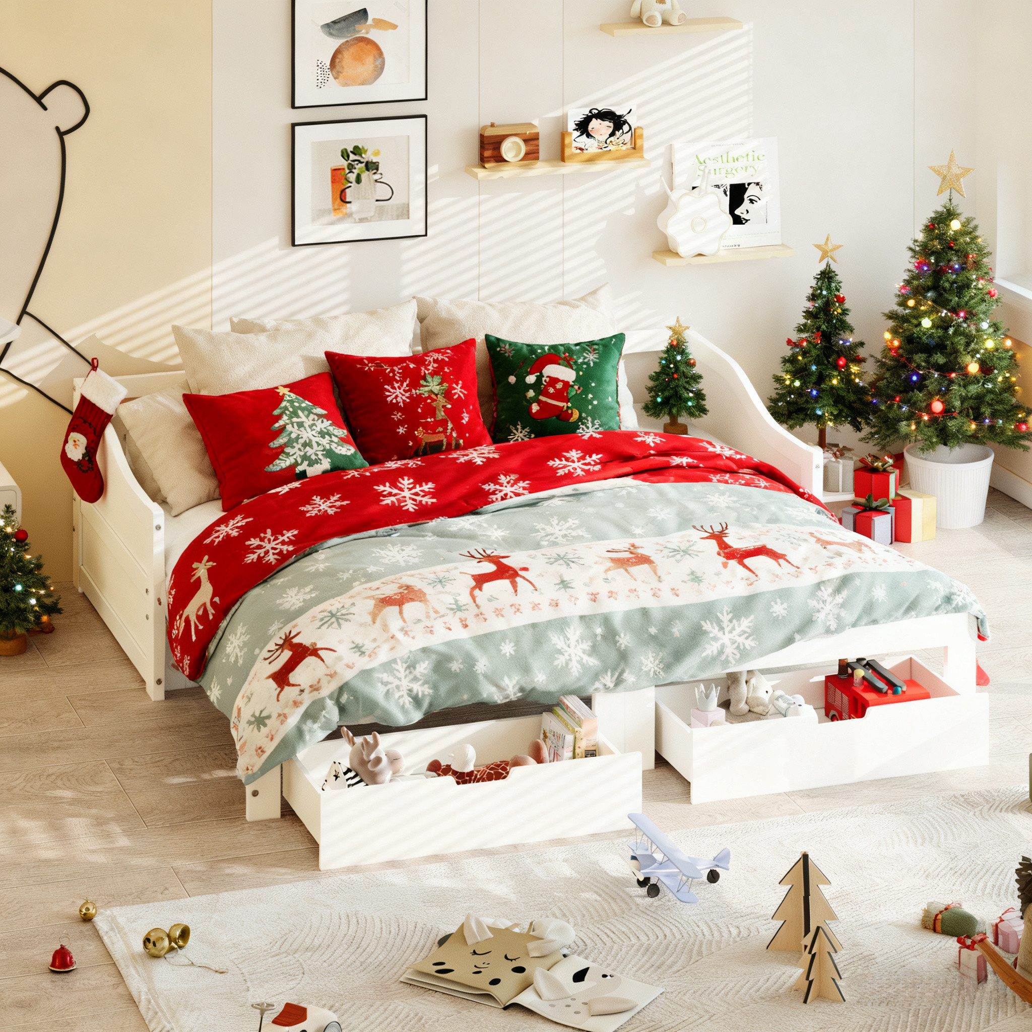 Gdood Schlafsofa Stauraumbett Daybett Tagesbett Ausziehbett, Holzbett, Mit günstig online kaufen