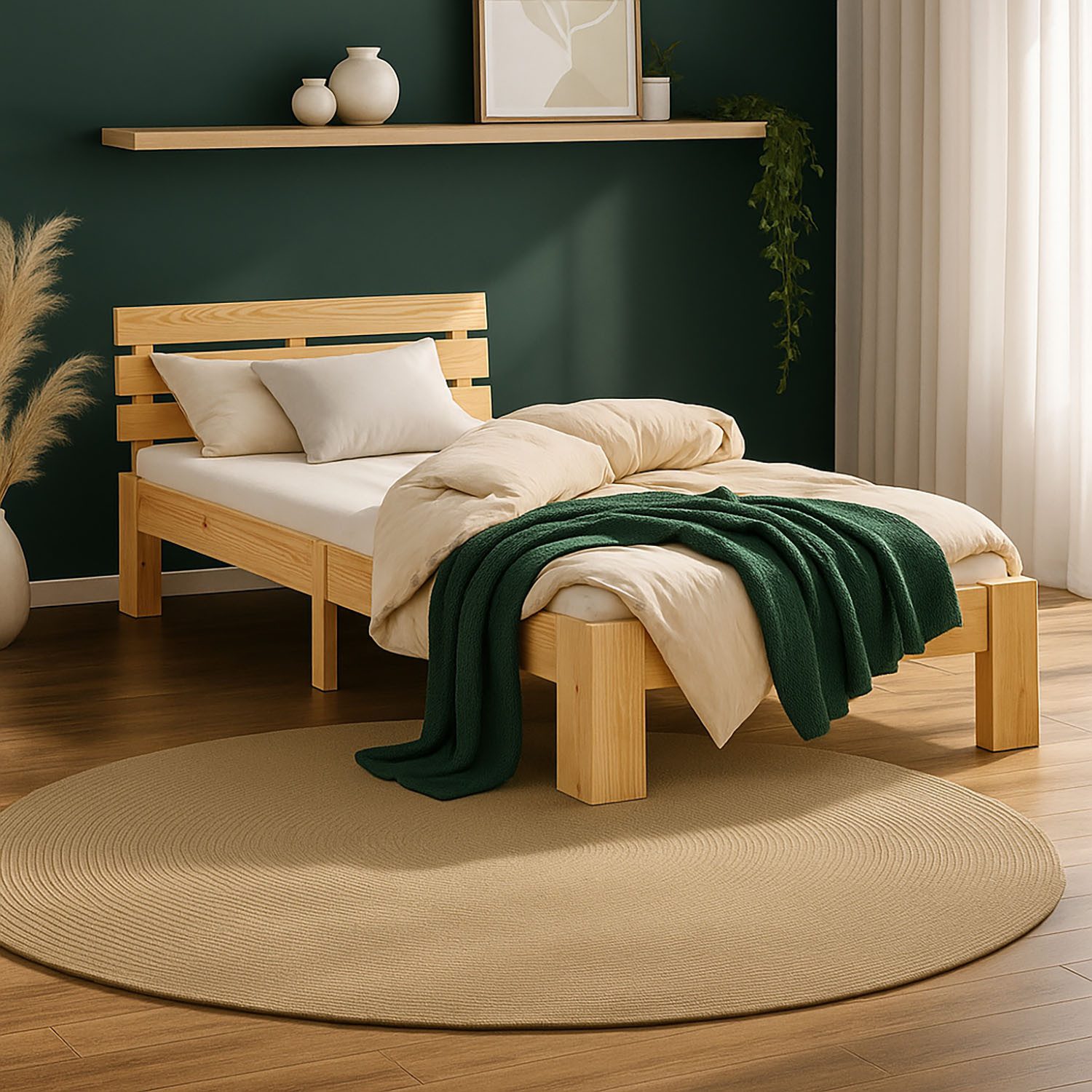 Homestyle4u Holzbett Doppelbett mit Kopfteil Massiv Bettgestell Holz inklus günstig online kaufen