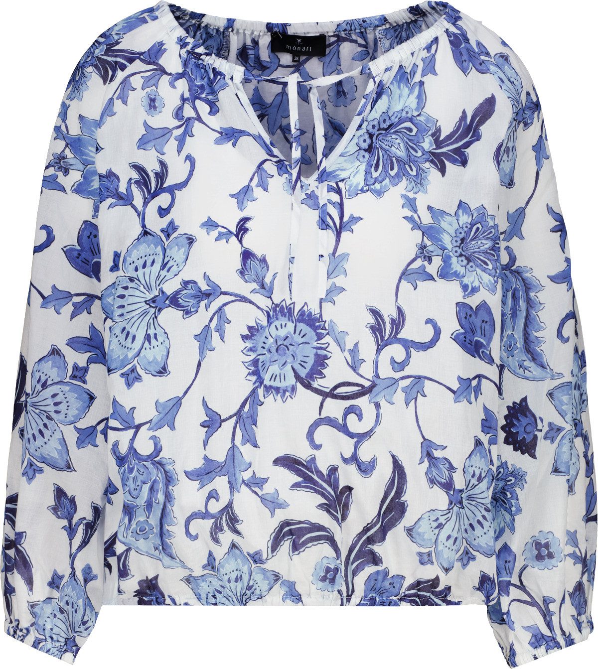 Monari Hemdbluse Bluse marine gemustert