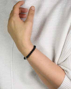 MayTree Armband Schwarzer Achat, 16-18 Geschenk für Muttertag, Geburtstag, Weihnachten (Stück, 1-tlg), mit Perle aus 925Silber