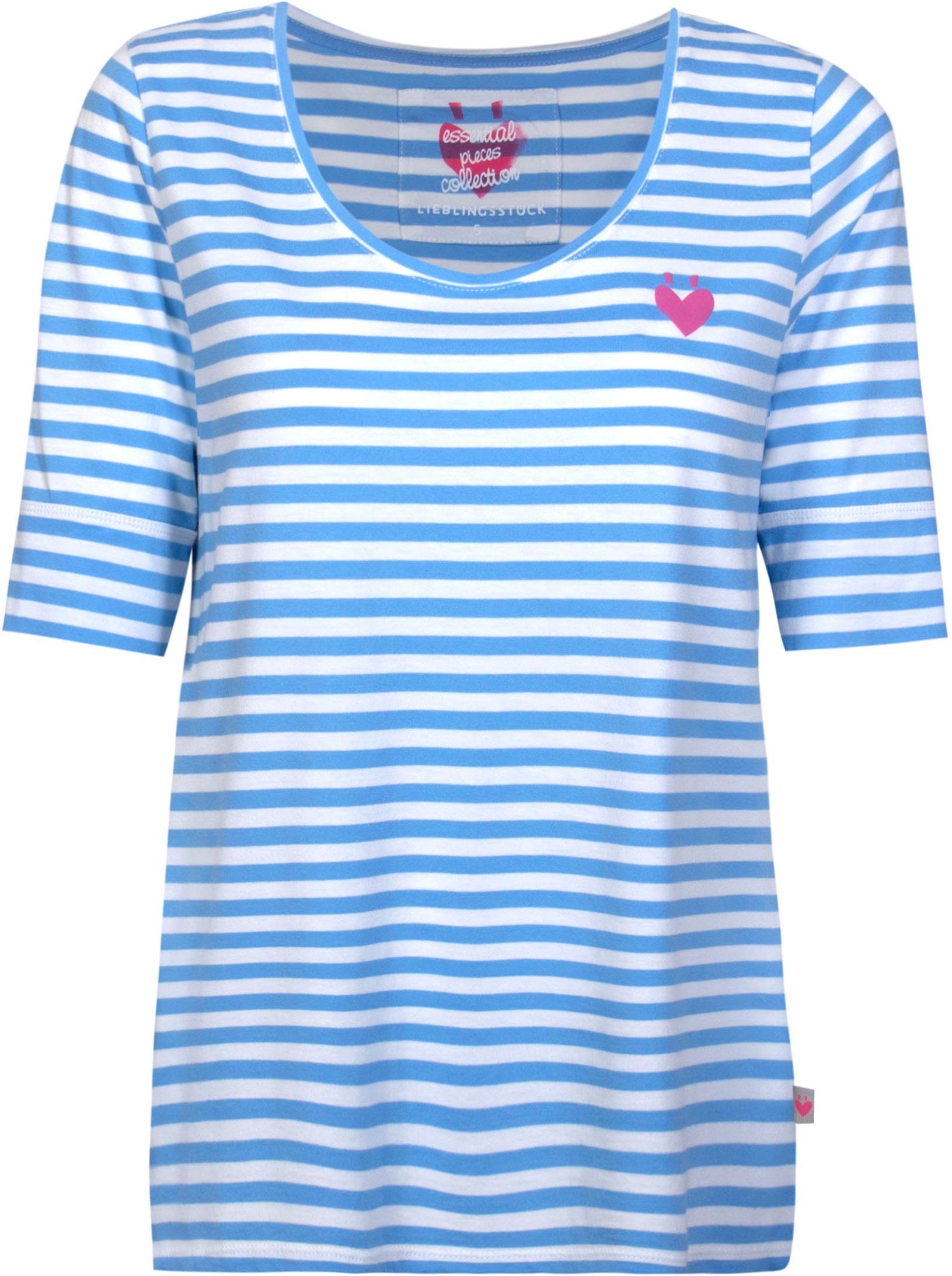 Lieblingsstück Rundhalsshirt FriaEP mit Streifen air blue | T-Shirts