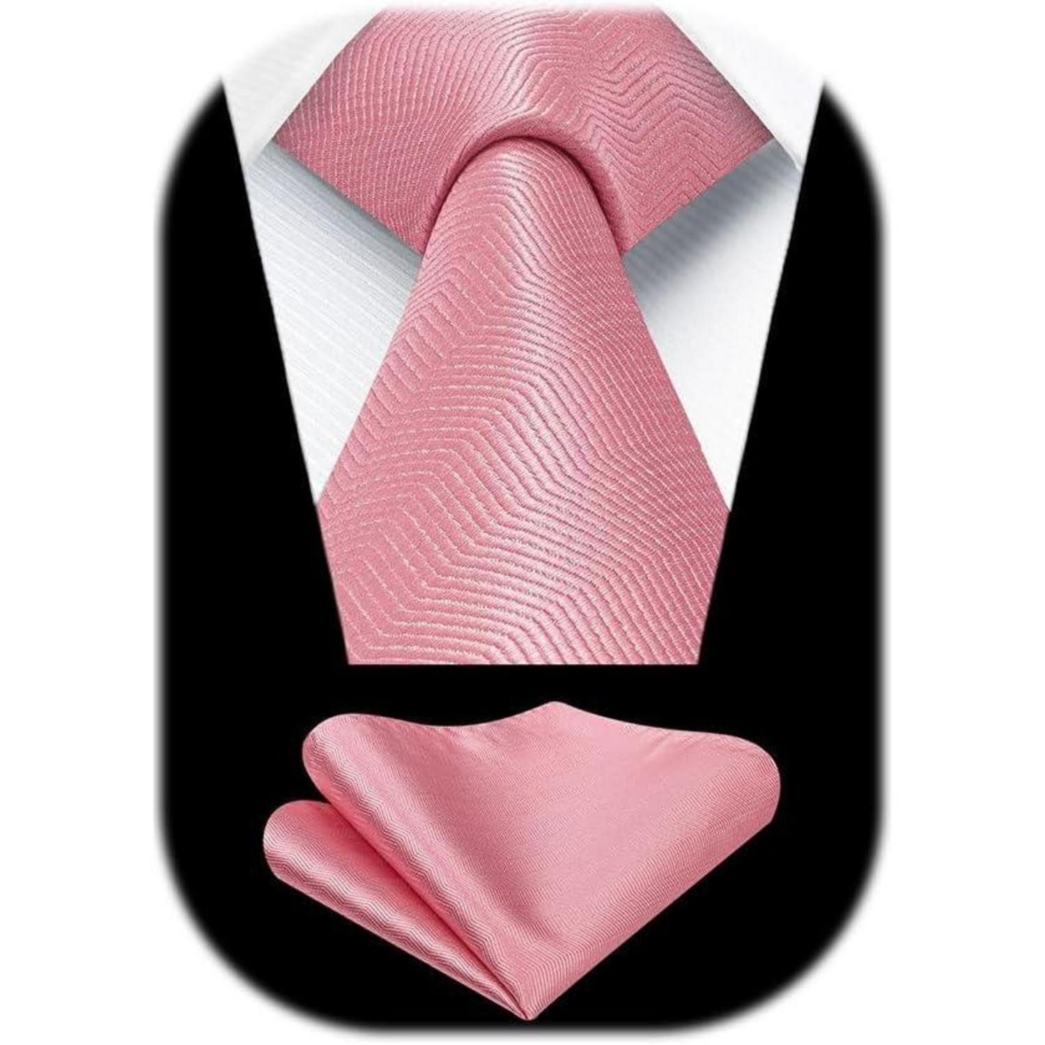 LuxusKollektion Krawatte Krawatte Herren Hochzeit Einstecktuch Set Business Einheitsgröße Rosa