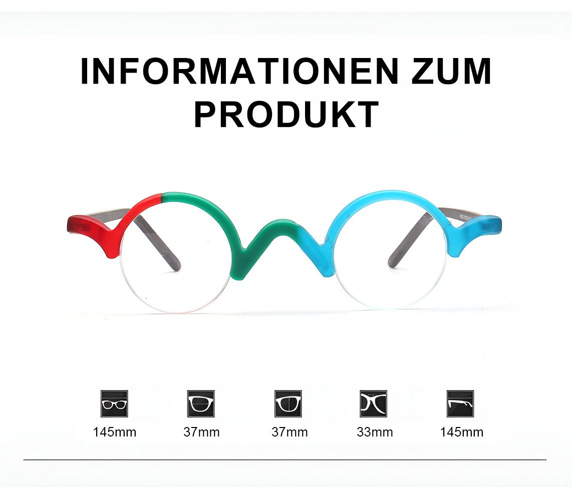 PACIEA Brille Damen Herren Ohne Sehstärke Halbrand Mehrfarbig Anti Blaulicht