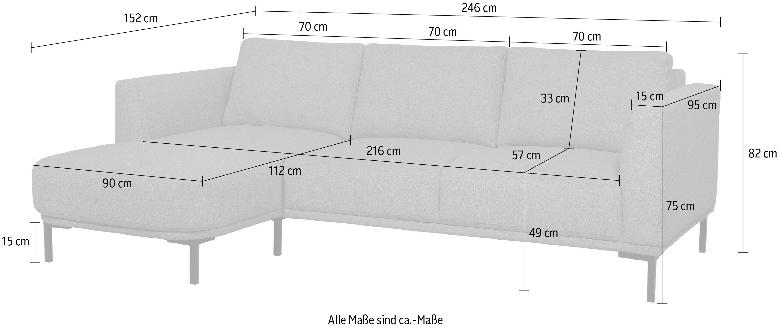 abgerundeter mit weichem in andas Nollund, Chenille-Stoff Ecksofa Recamiere, grey