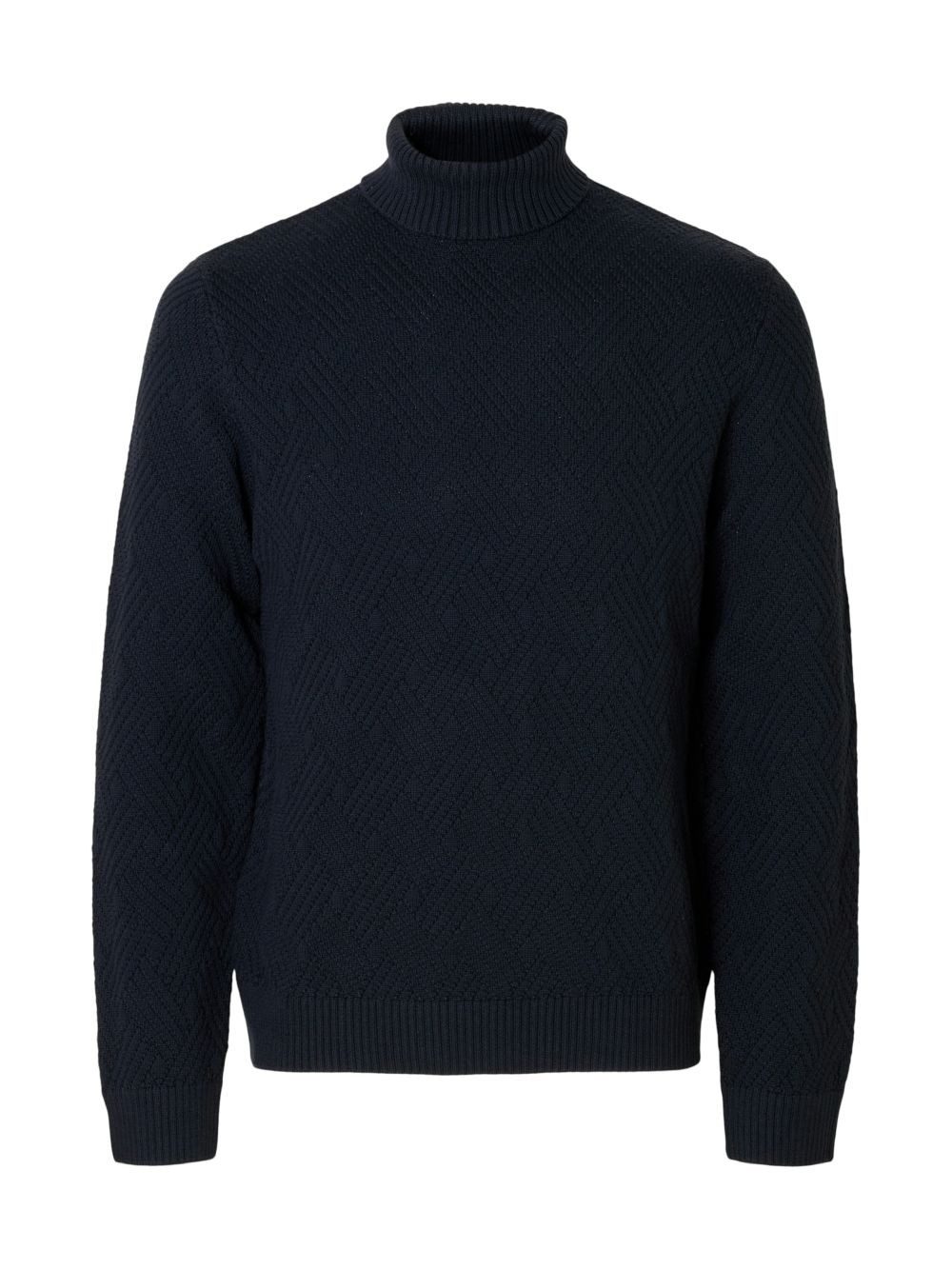 SELECTED HOMME Strickpullover SLHTREVOR LS KNIT STRUCTURE ROLL NECK aus Baumwolle