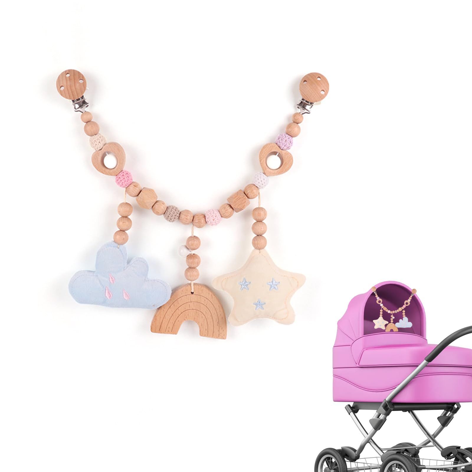 CLTYQ Kinderwagenkette Holz Baby, Kinderwagenkette, Kinderwagen Spielzeug M günstig online kaufen