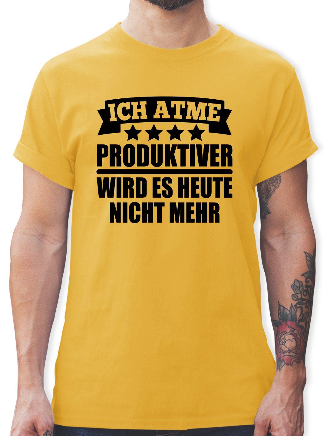 Shirtracer T-Shirt Ich atme! Produktiver wird es heute nicht mehr Schriftzug - schwarz - Herren Premium T-Shirt 03 Gelb