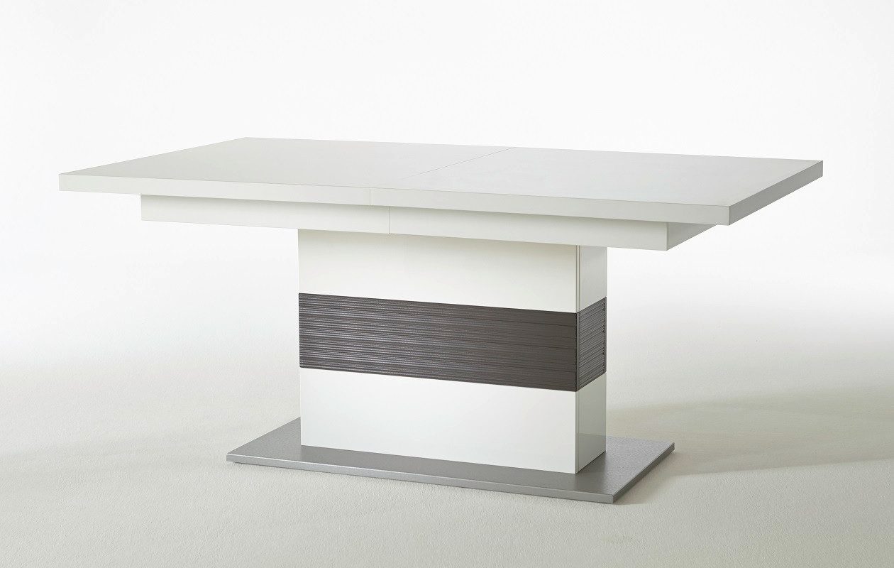 MCA furniture Esstisch Esstisch Säulentisch Trento ausziehbar weiß Hochglanz 180(280) x 100 (No-Set)