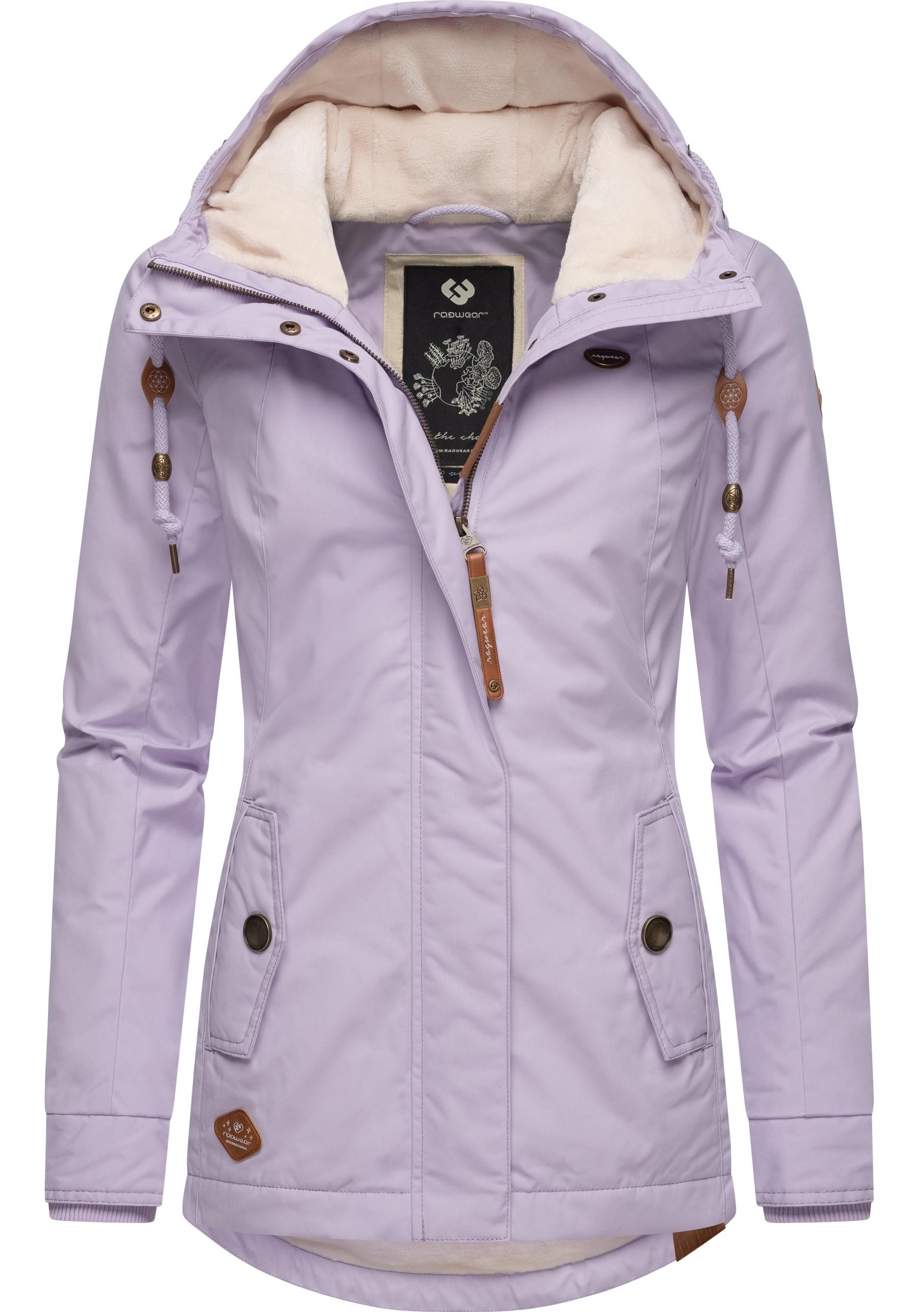 Ragwear Winterjacke Monade Damen Winterparka mit Kapuze und m. Fleece gefüttert