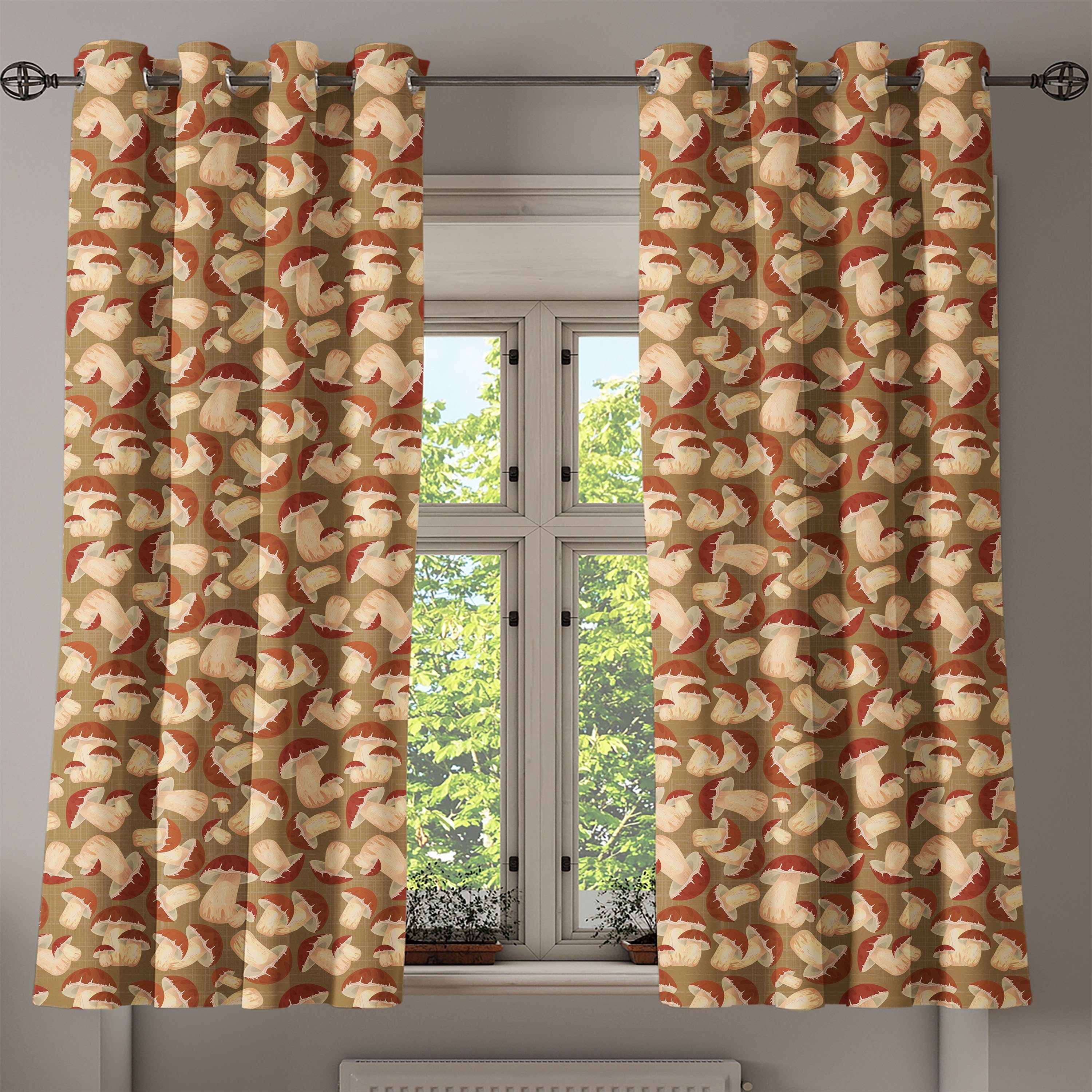 Dekorative Ernte Wohnzimmer, für Gardine Grunge Abakuhaus, Farm 2-Panel-Fenstervorhänge Schlafzimmer Pilz