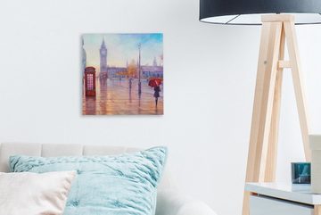 OneMillionCanvasses® Gemälde Malerei - Ölgemälde - London - Telefon, (1 St), Leinwand Bilder für Wohnzimmer Schlafzimmer