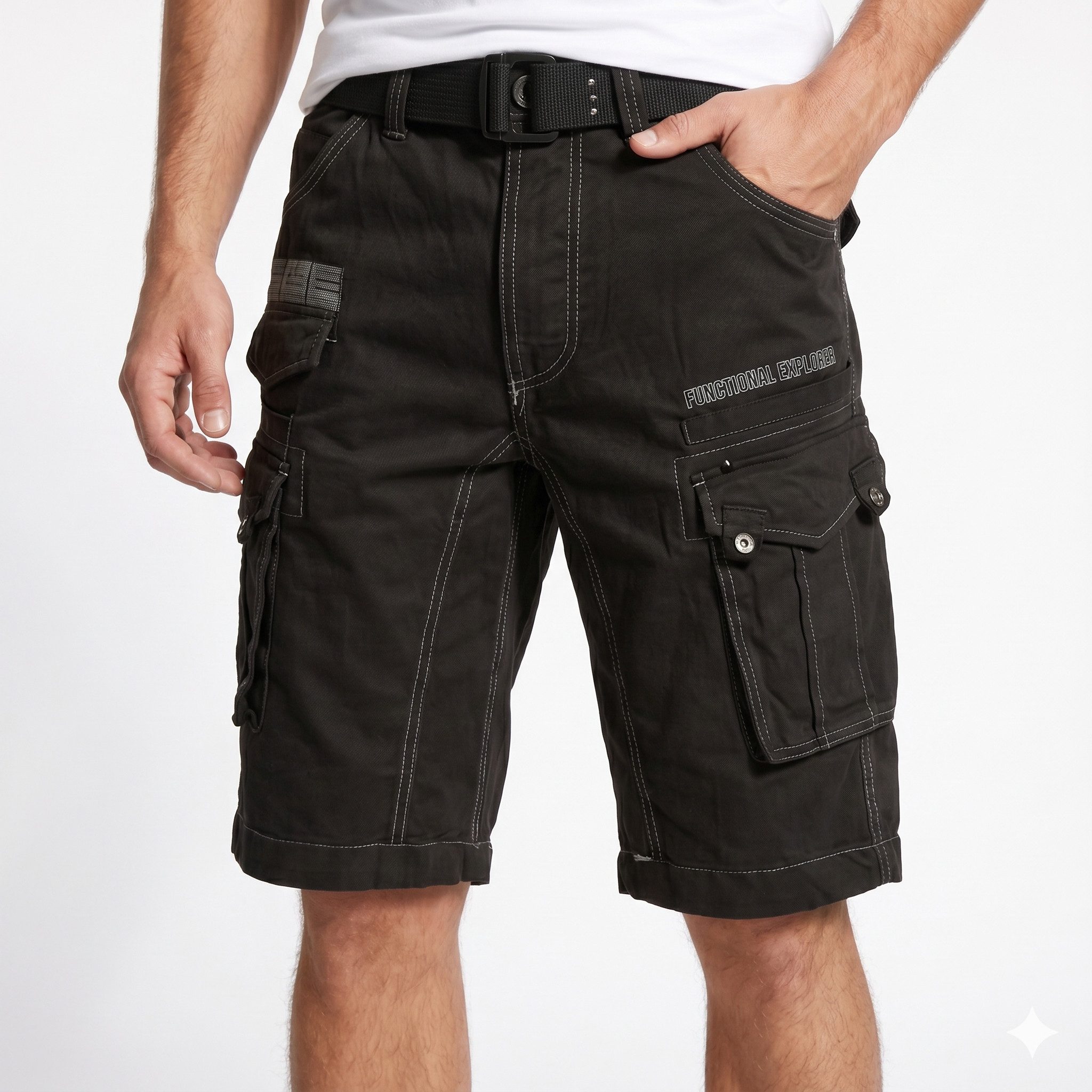 Geographical Norway Cargoshorts kurze Hose aus Baumwolle, Sommer-Bermuda (1-tlg) Herrenshorts mit Gürtel Größe S bis 5XL