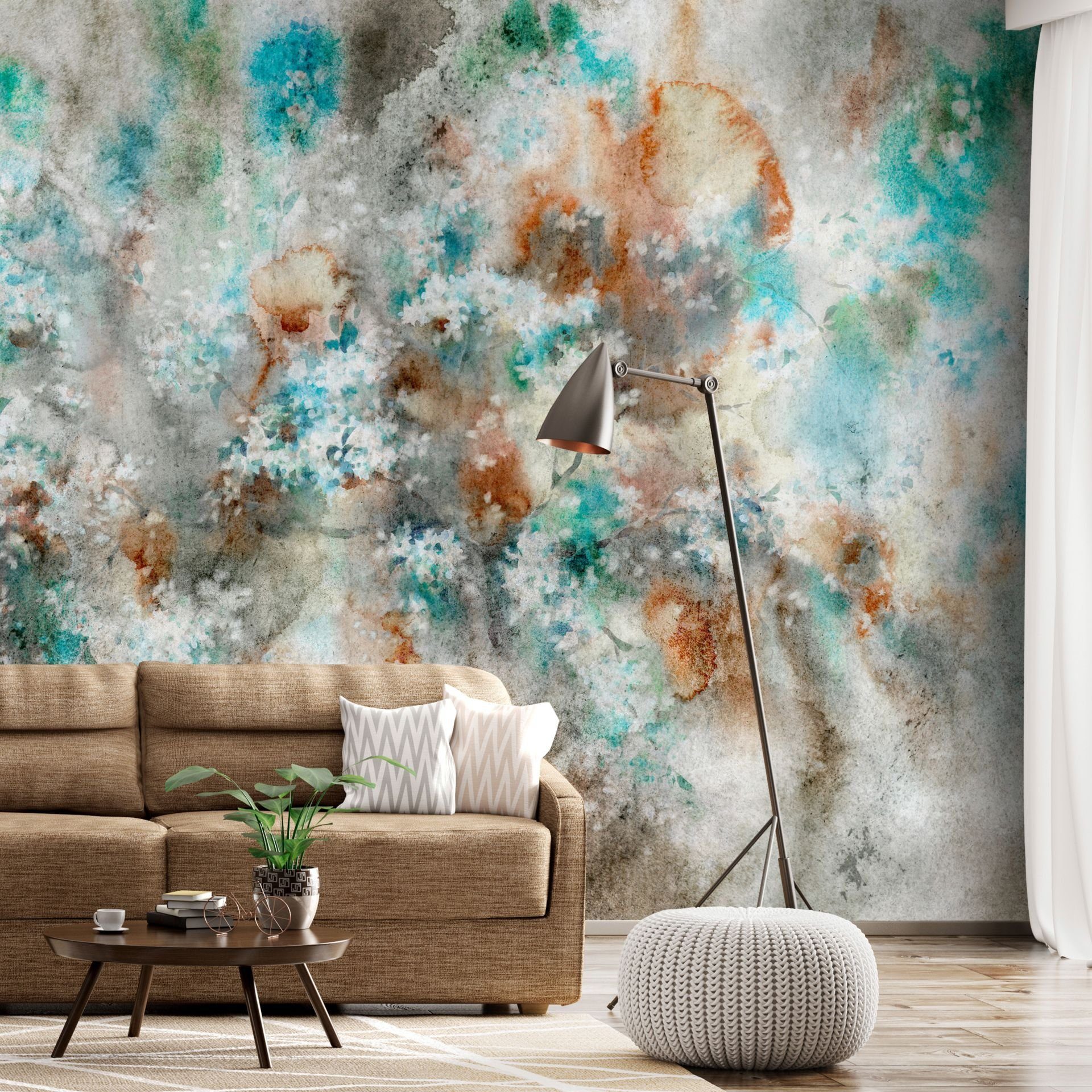 KUNSTLOFT Vliestapete Watercolor Nebula 1x0.7 m, halb-matt, lichtbeständige Design Tapete