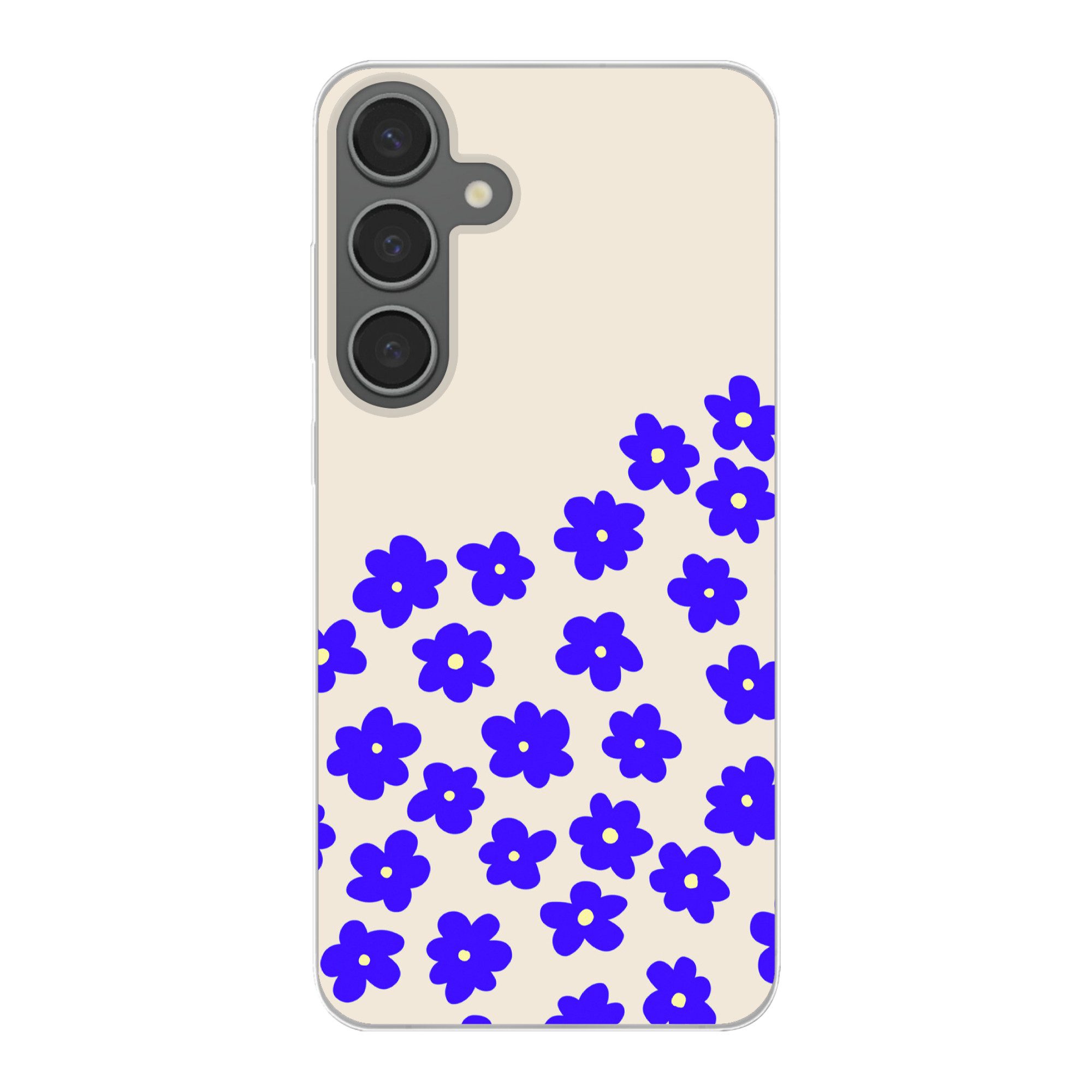 Handyhülle für Samsung Galaxy S24 Plus Blume - Blau - Muster