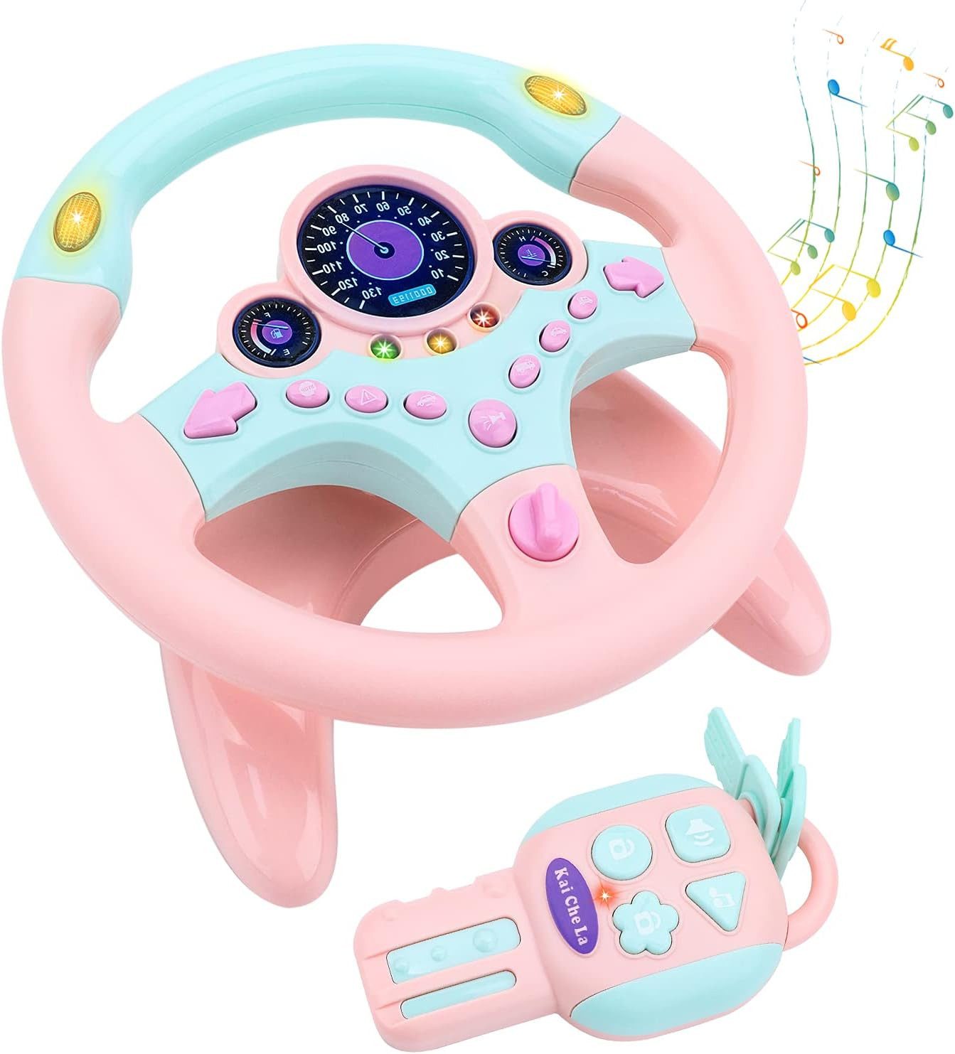 FELIXLEO Lernspielzeug Kinder Lenkrad Fahrsimulation 360° Licht Sound Spielzeug Rosa (1-St)