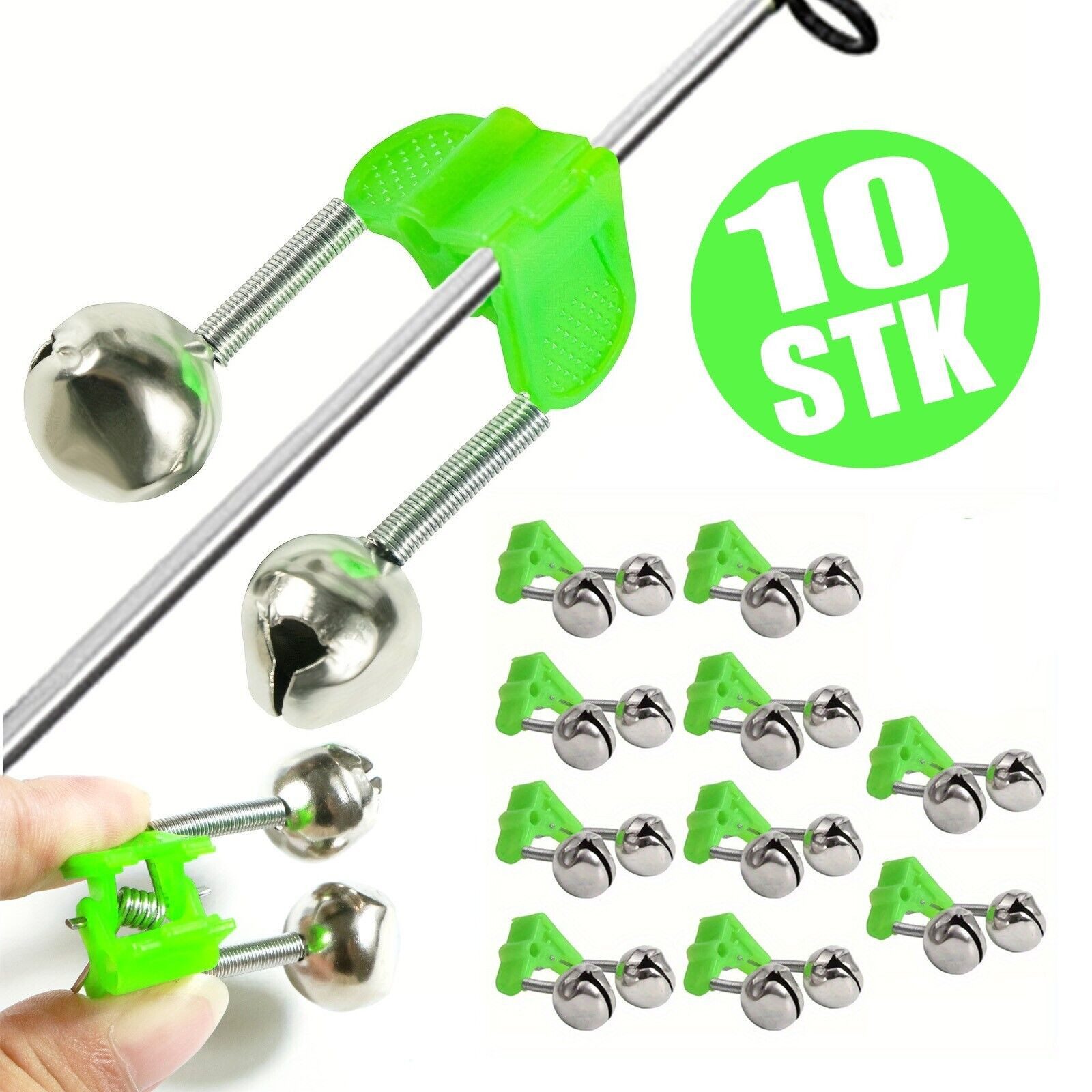 Bissanzeiger Rutenclip 10x Angel Glocke mit CLIP Doppel Angelglöckchen Glocke Aalglocke