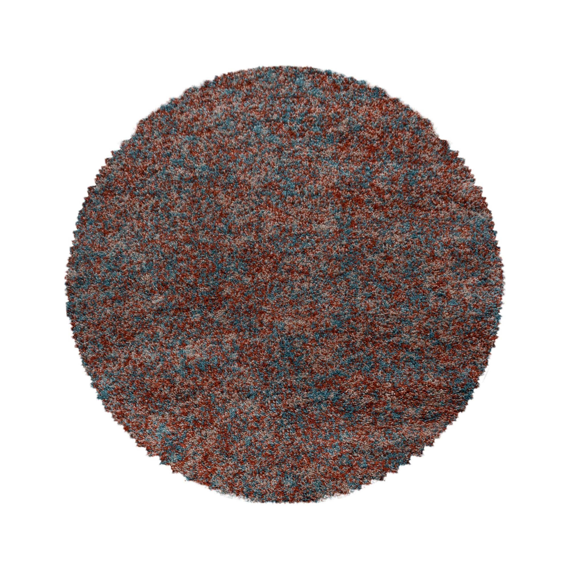 Hochflor-Teppich Meliert Design, Carpetsale24, Rund, Höhe: 30 mm, Runder Teppich Meliert Design Wohnzimmer versch. farben und größen Terrakotta