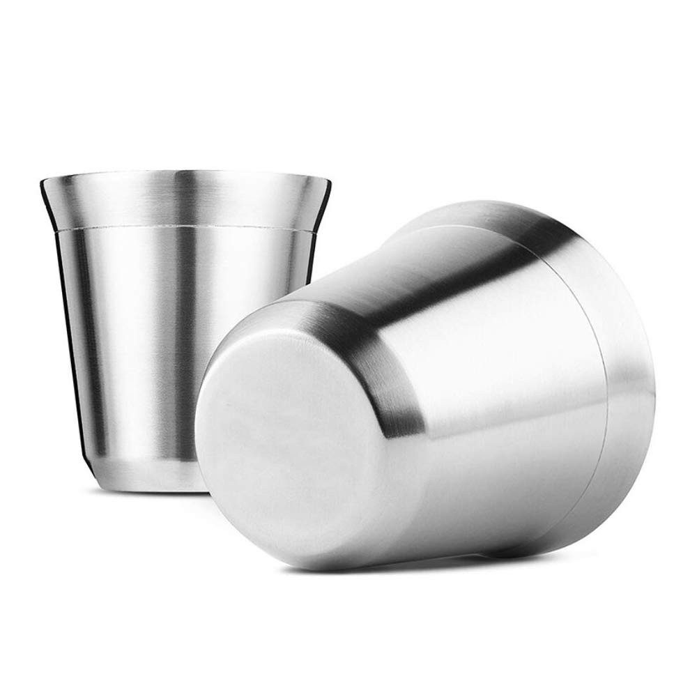 FOUORTUNATE-BEE Espressotasse 2 Stück Edelstahl Espressotassen 80ml Doppelwandige isolierte, 2-tlg., Edelstahl, Kaffeetassen Teetassen, leicht zu reinigen Spülmaschinenfest