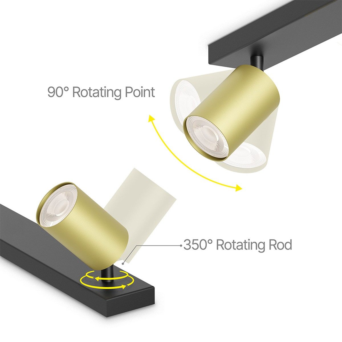 Braytron LED Deckenleuchte Spotleuchte Rund oder Eckig 1-4 Flammig GU10 Fassung Weiß Schwarz Gold, ohne Leuchtmittel, Deckenlampe GU10, Schwenkbare Spots, 1-4 Flammig