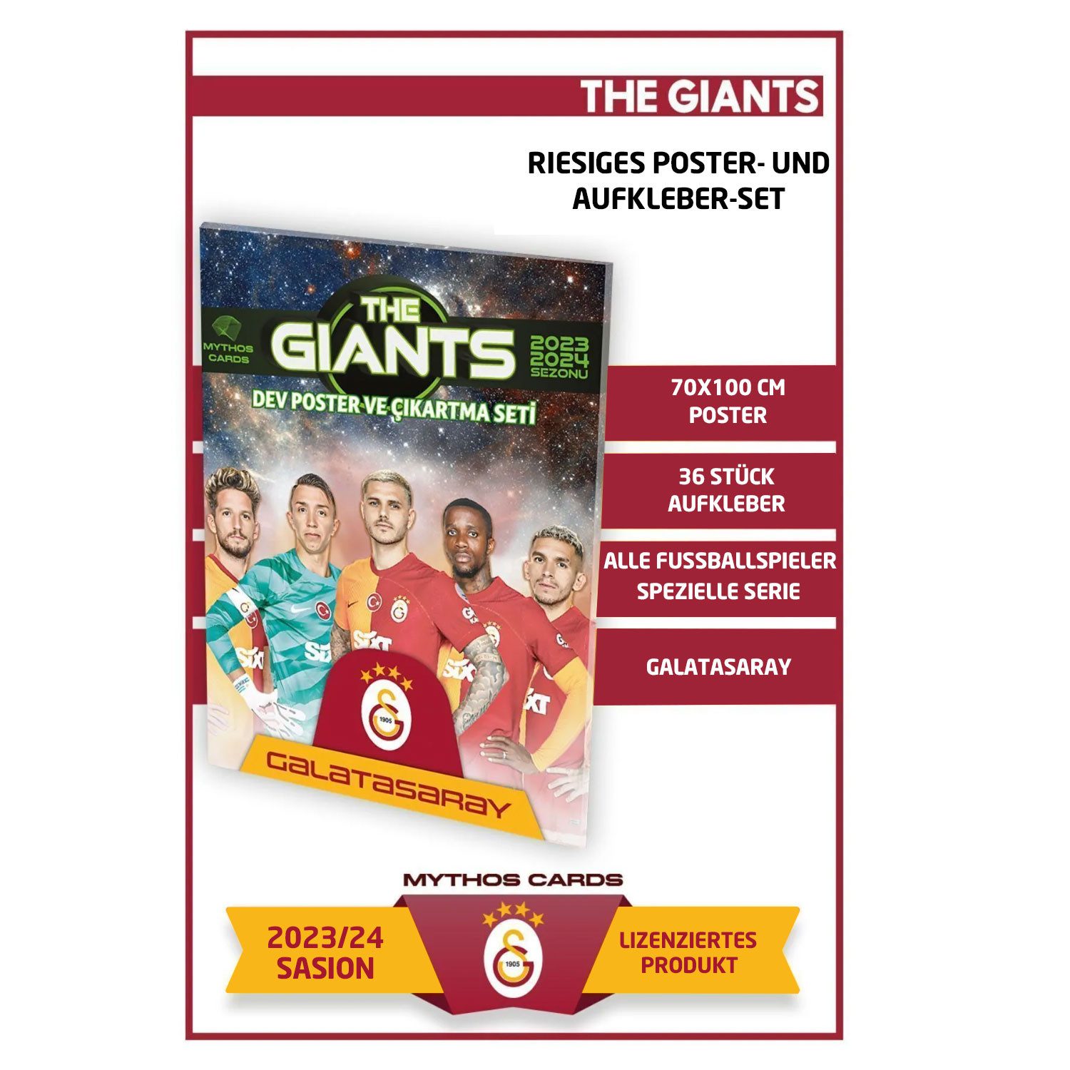 Jungengel Poster Galatasaray XL The Giants Lizenziert 23/24 mit 36x Sticker günstig online kaufen