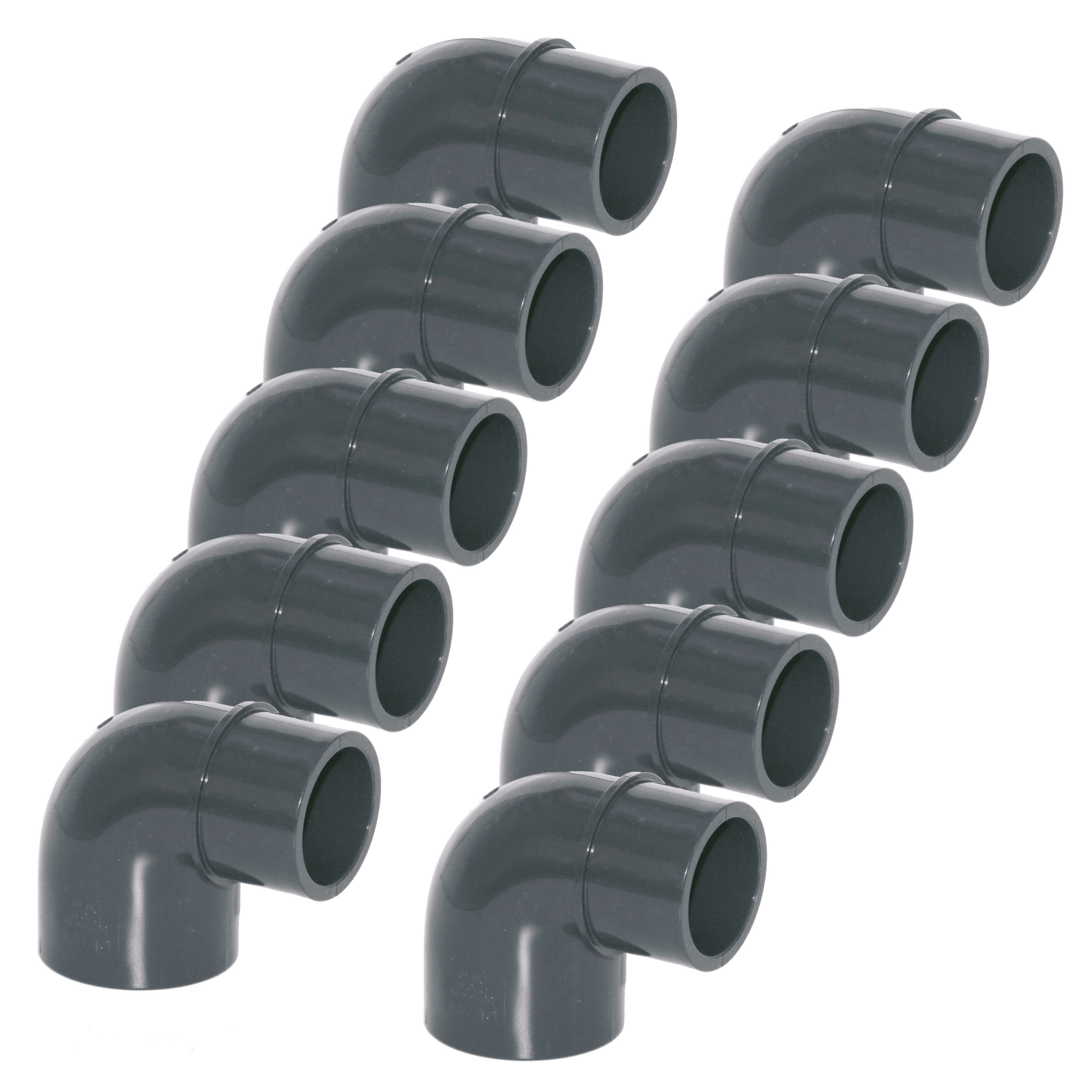 Rohrverbinder 1-10x PVC Winkel 90° reduziert 50mm x 40/50mm Klebemuffe -stutzen PN16
