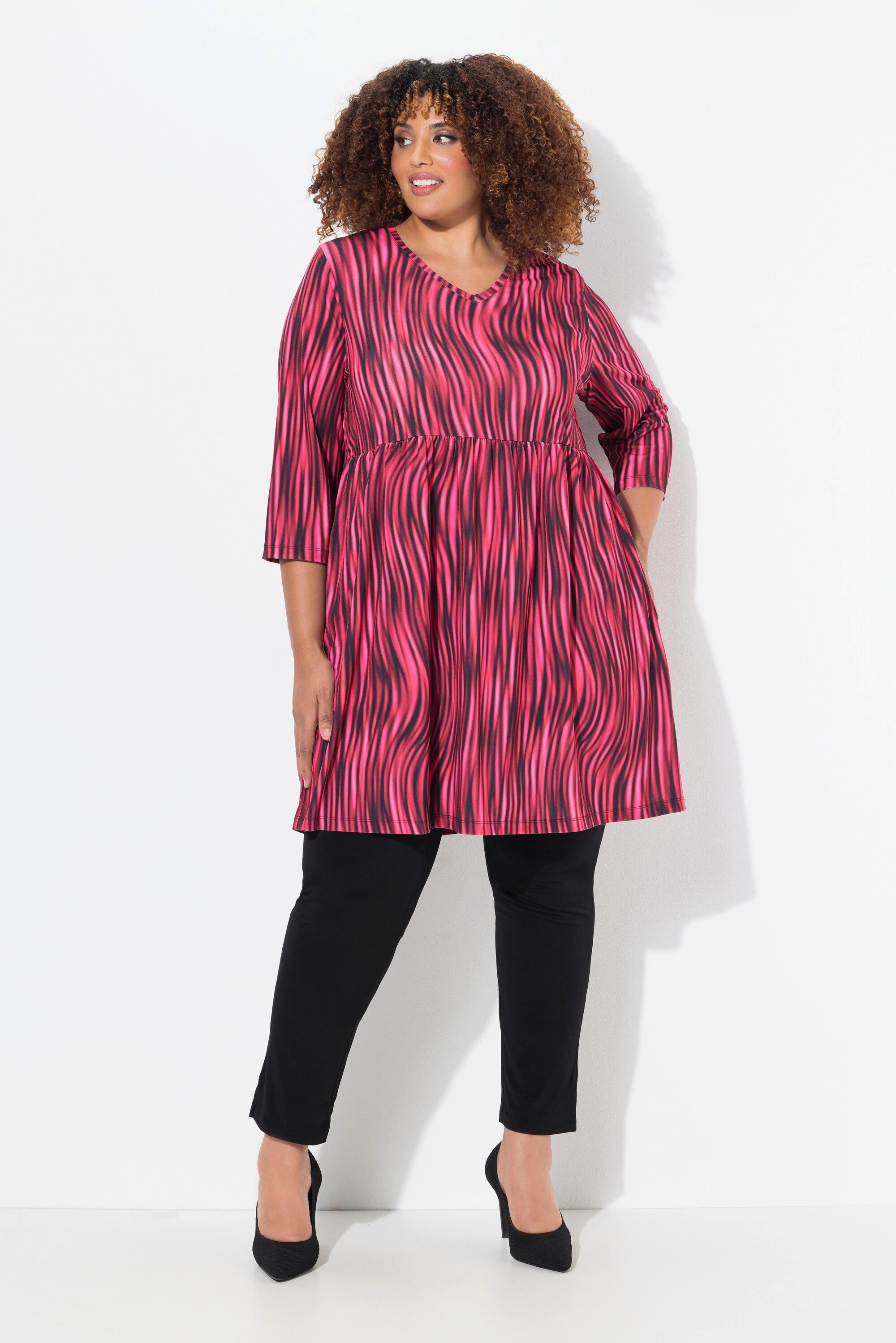 Ulla Popken Longshirt Longshirt A-Linie Print