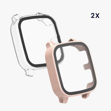 kwmobile Smartwatch-Hülle 2x Hülle für Garmin Venu Sq 2 Music / Sq 2, Fullbody Fitnesstracker Glas Cover Case Schutzhülle Set