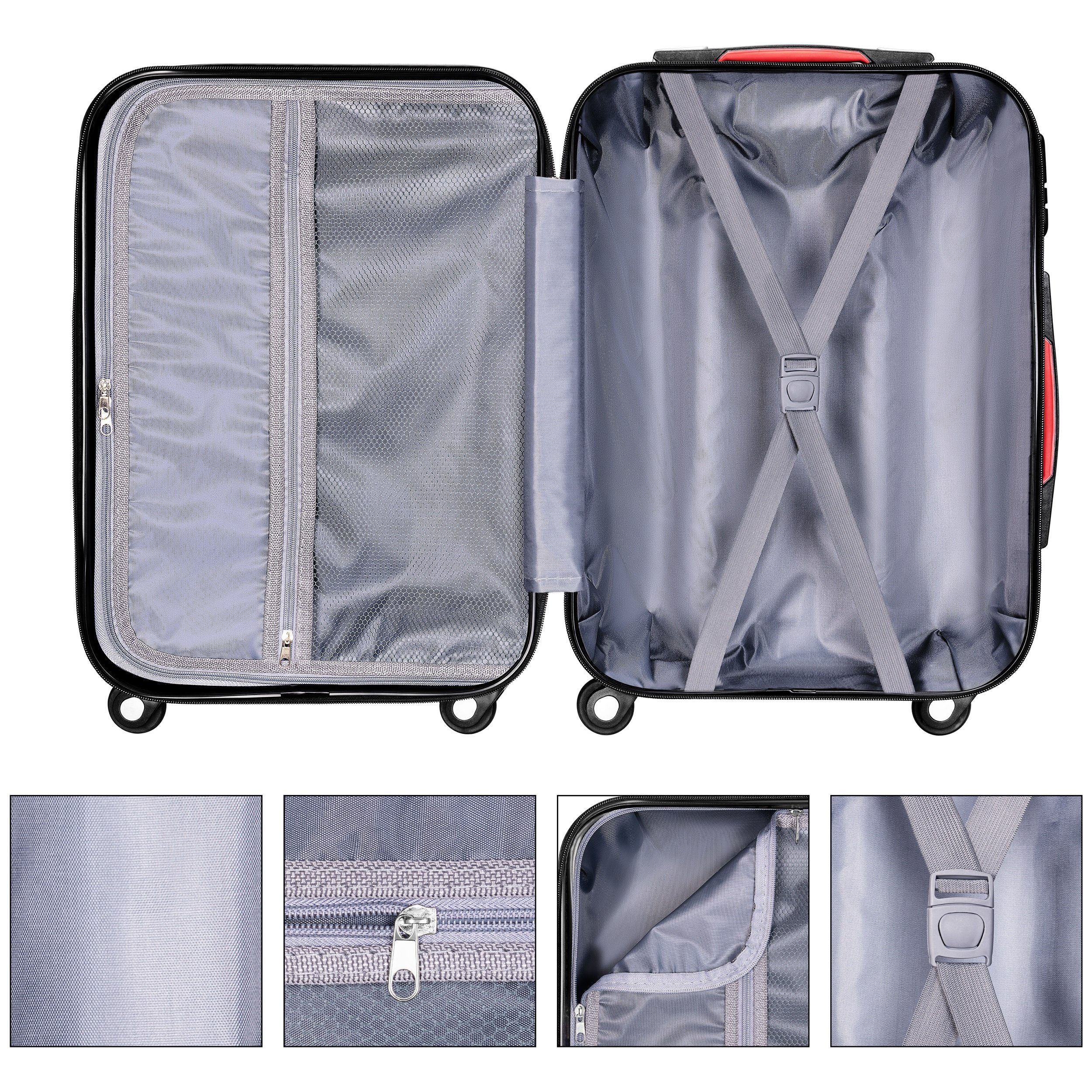 Premium Handgepäckkoffer Handgepäck *KOFFER-BARON* Hartschalenkoffer ABS, Schwarz Kabinnenkoffer
