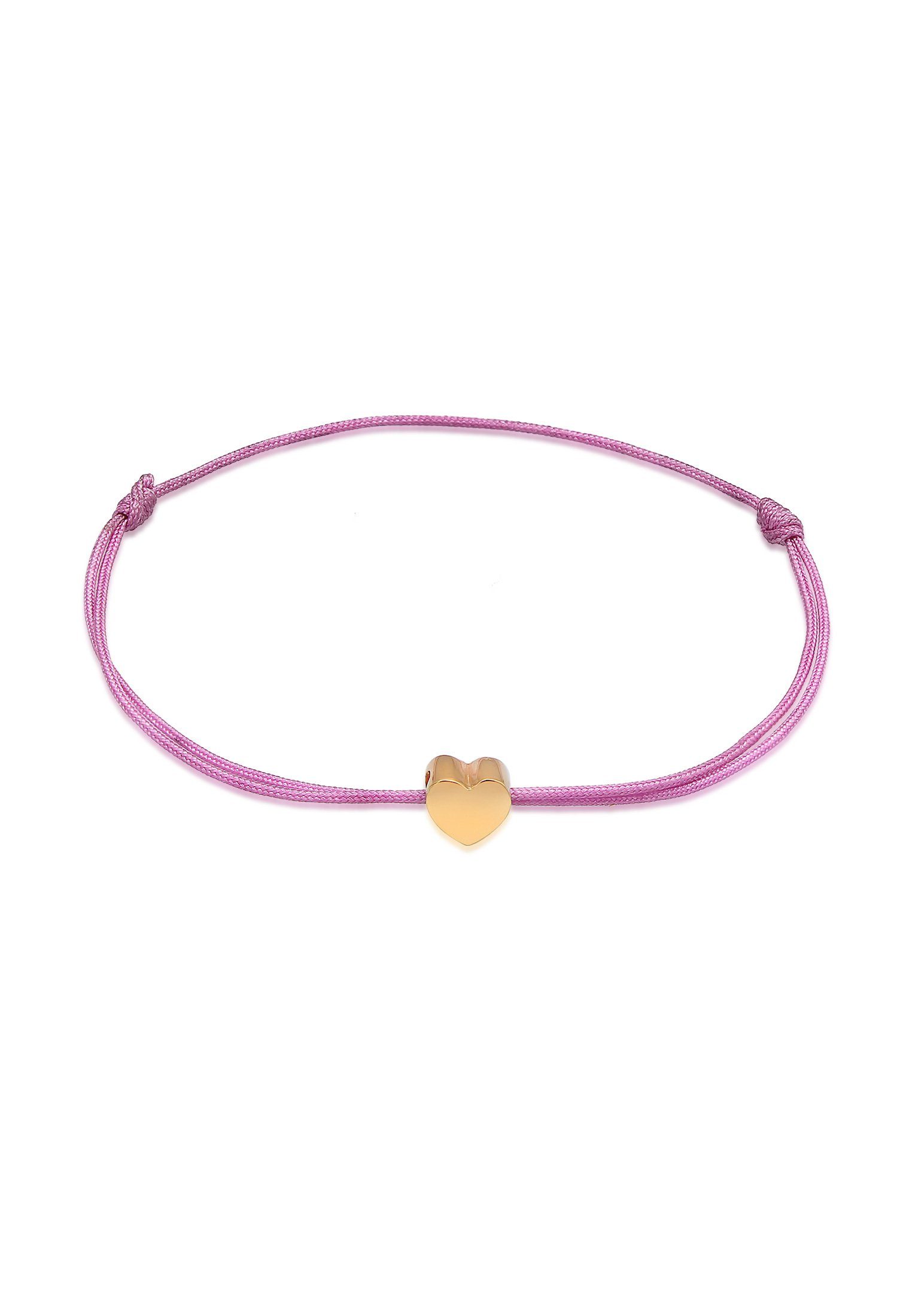 Elli Armband Herz Liebe Textilband Trend 925 Silber, Herz Gold