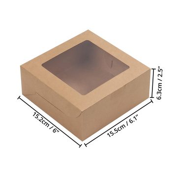 Belle Vous Geschenkbox Braune Kraft Geschenkbox mit Fenster (50 Stück), Brown Kraft Gift Box with Window (50 pcs)