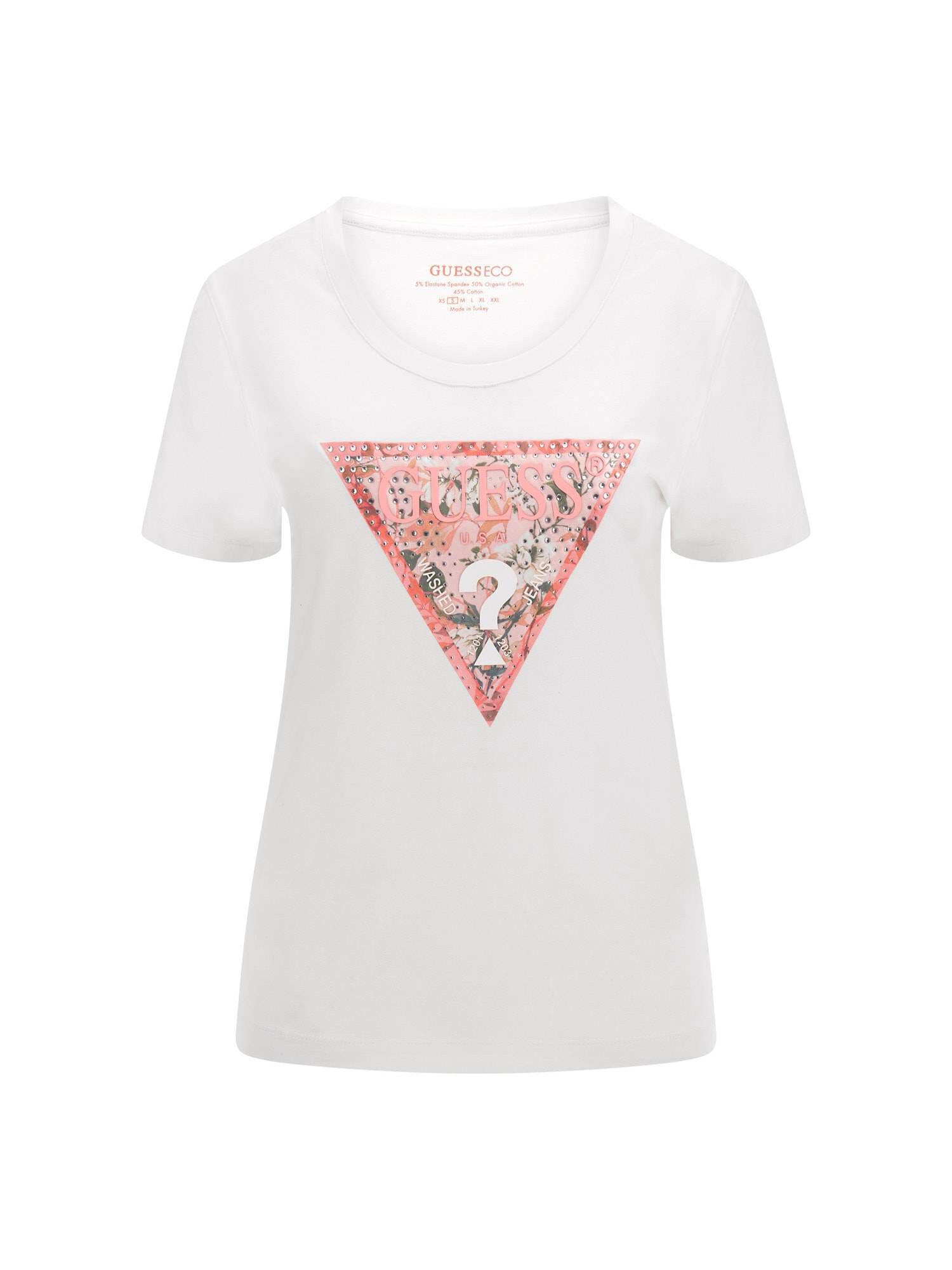 Guess T-Shirt Damen T-Shirt SATIN TRIANGLE TEE (1-tlg)