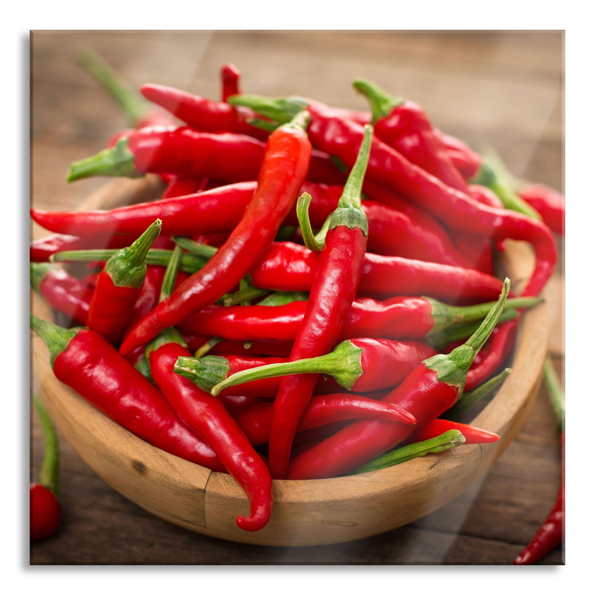 Glasbild Scharfe Chilishoten