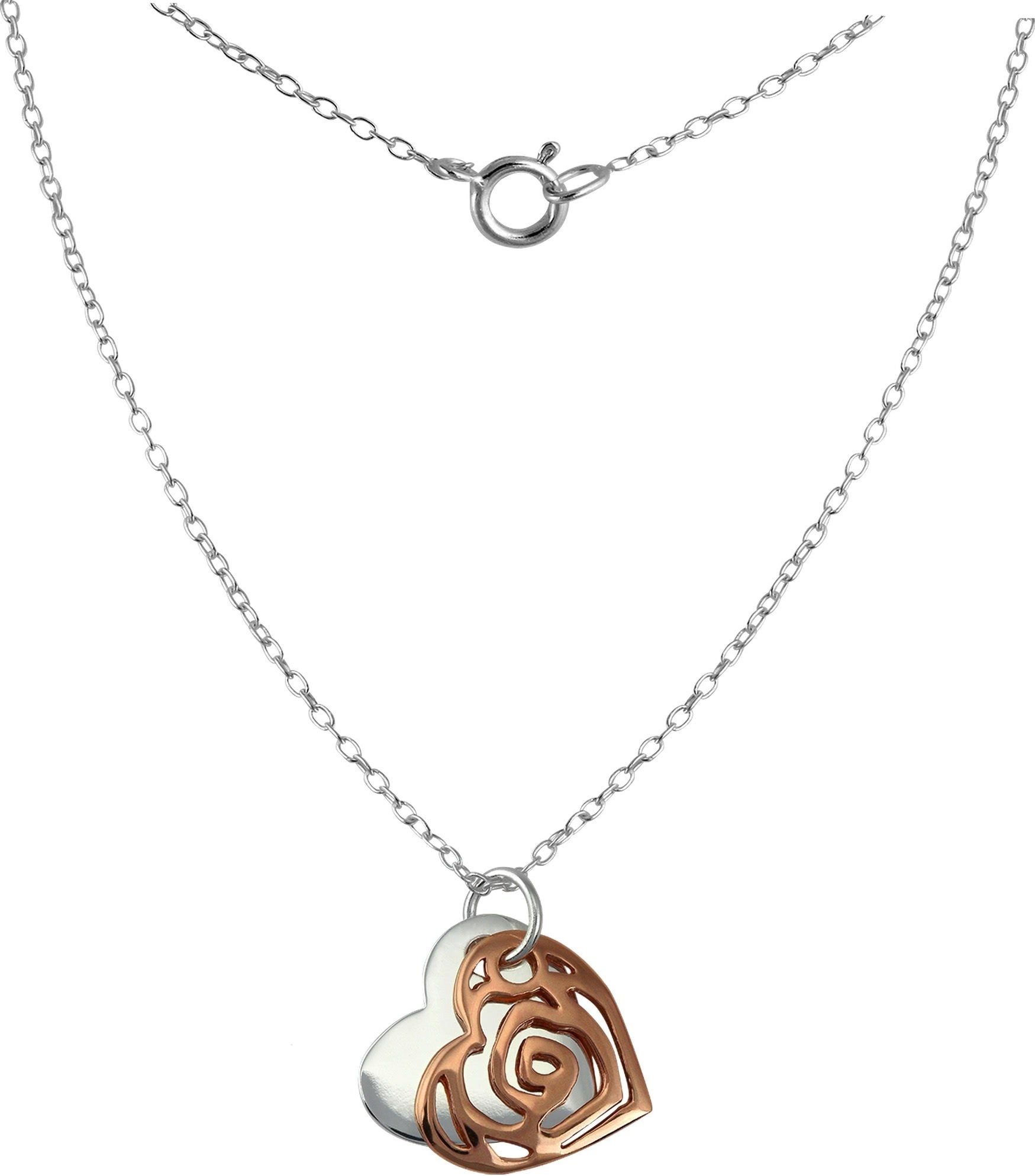 SilberDream Silberkette SilberDream Herz Halskette silber rose, Halskette (Herz) ca. 45,5cm, 925 Sterling Silber, vergoldet (Rosegold