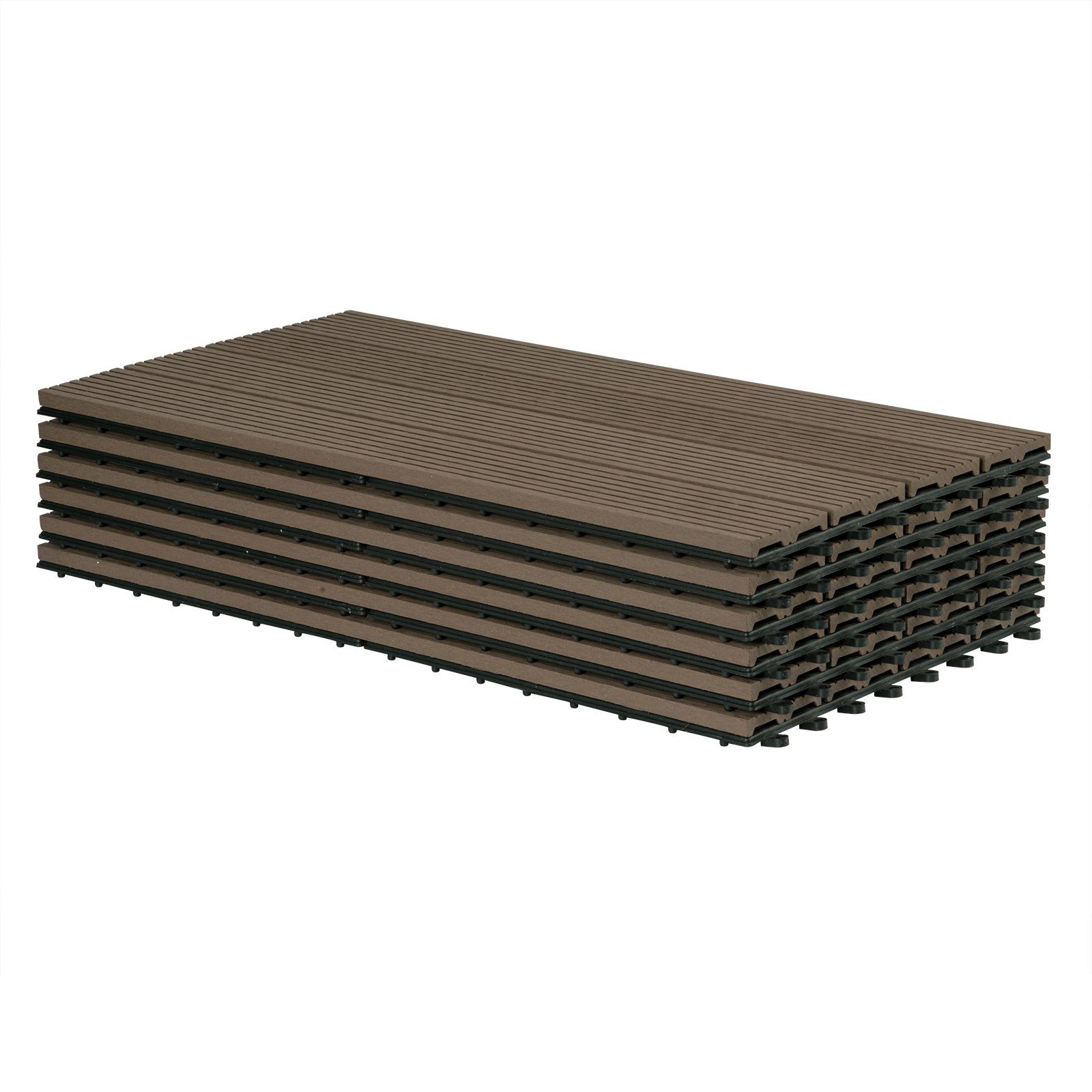EUGAD WPC-Fliesen, 12 St., Klickfliesen in Holzoptik 30×60 cm für 2m²