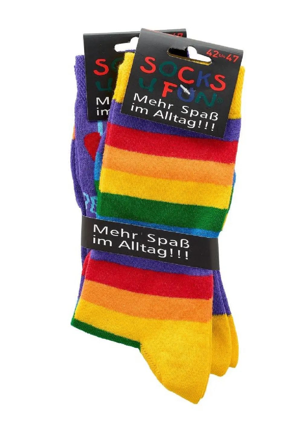 Socks 4 Fun Freizeitsocken Socks 4 Fun Motivsocken Rainbow Love 2er Bündel (2-er Bündel, 2-Paar, 2 Paar) lustiges Design – Bild 2 von 4