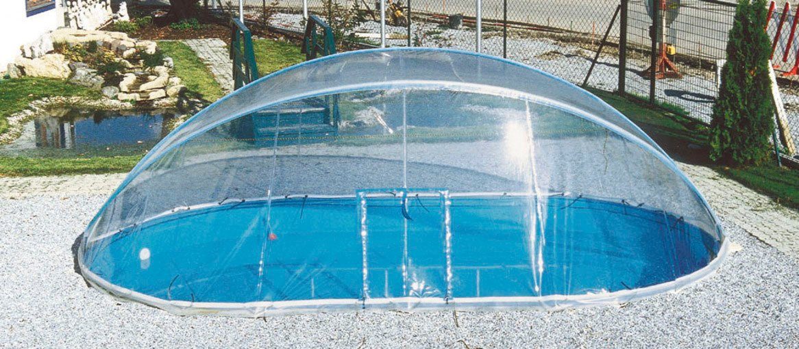 KWAD Poolverdeck Cabrio Dome für ovale Pools mit breitem Handlauf, in verschiedenen Größen