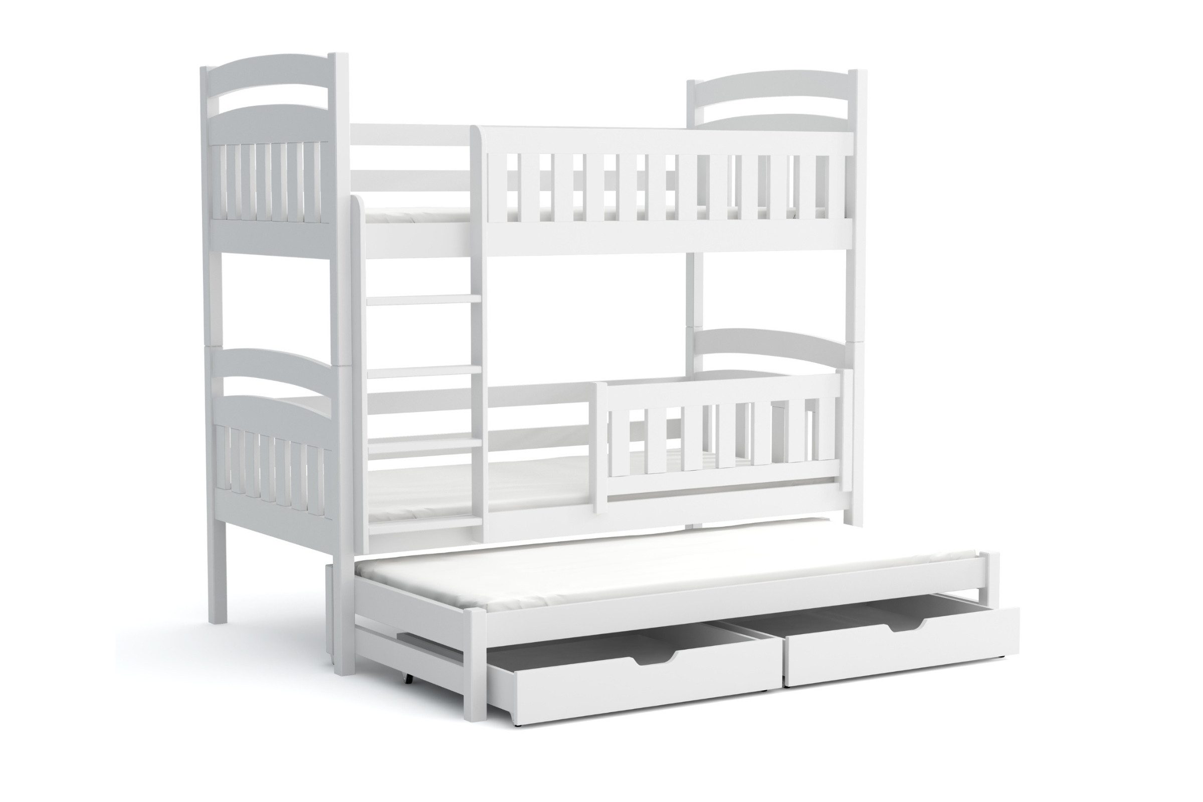 Etagenbett Hochbett Kinderbett EMILIA für 3 Kinder 90x200 Weiß