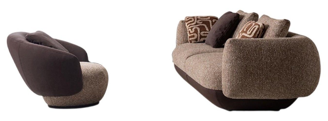 Xlmoebel Polstergarnitur Designer Braune Sitzgarnitur 2tlg - Stilvoller Dreisitzer & Sesse, (2-tlg), Made in Europa