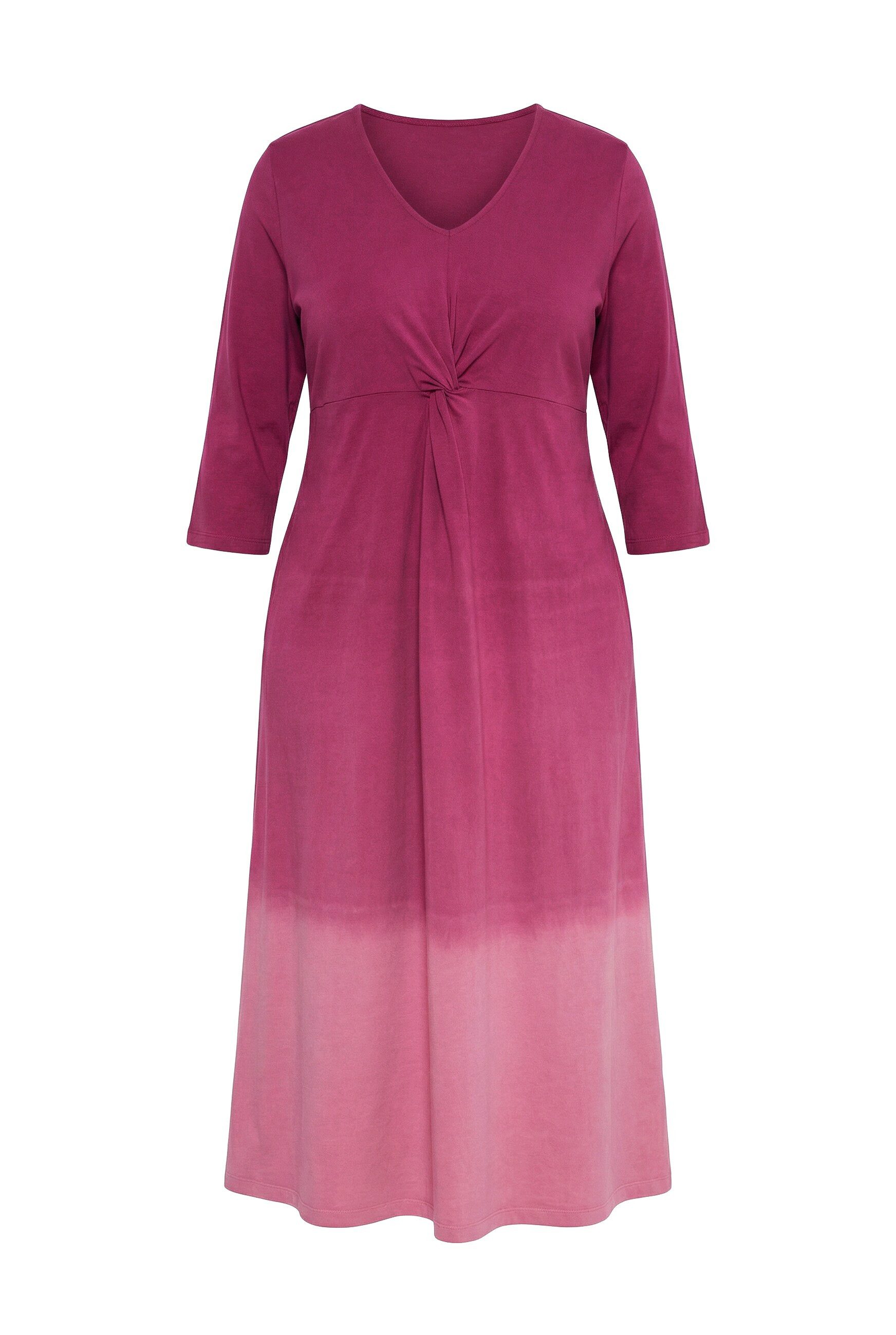 Ulla Popken Maxikleid Jerseykleid Batikmuster A-Linie V-Ausschnitt