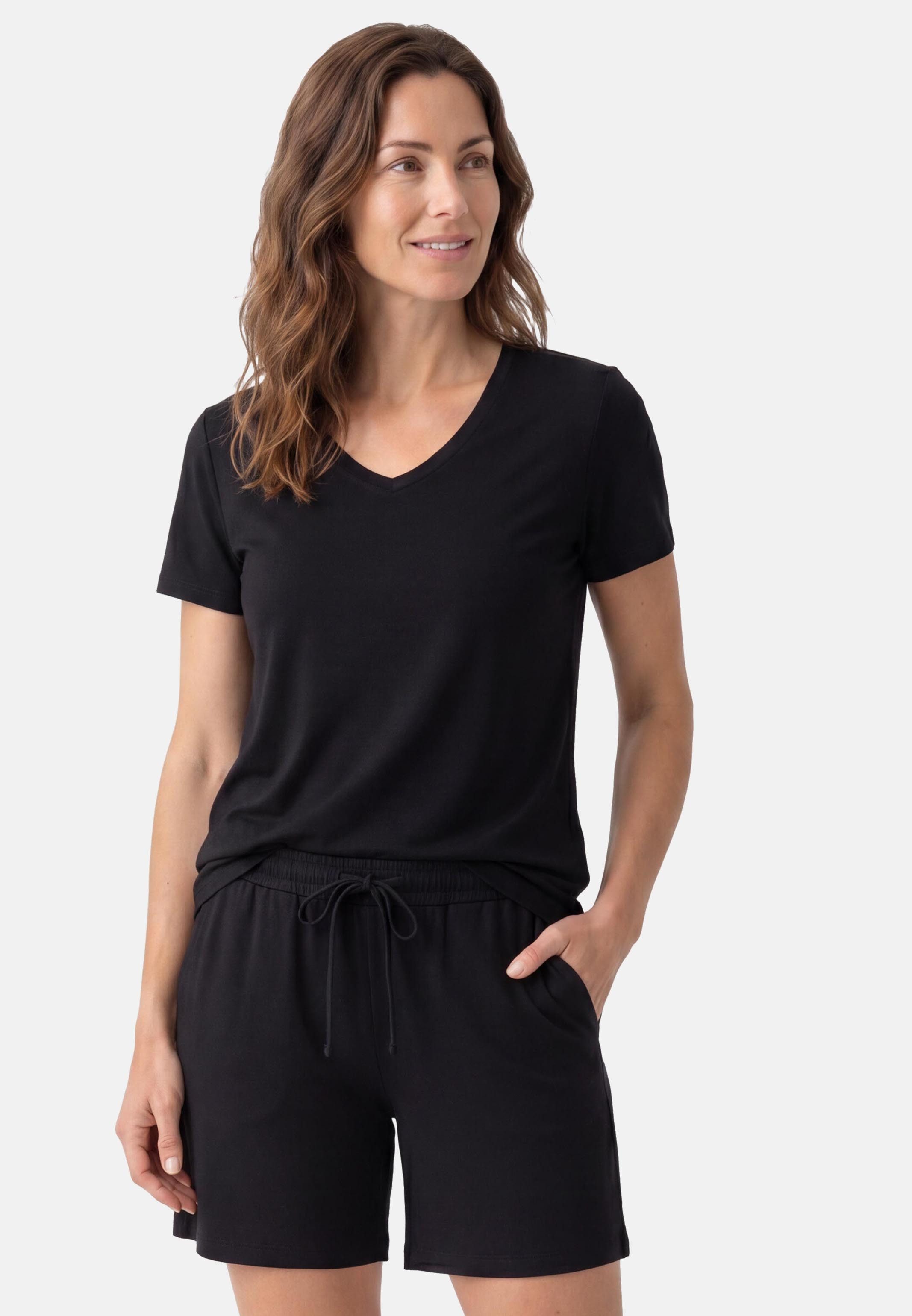 Schiesser Pyjama Mix & Relax (Set, 2 tlg) Schlafanzug - Atmungsaktiv - Set aus T-Shirt und kurzer Hose