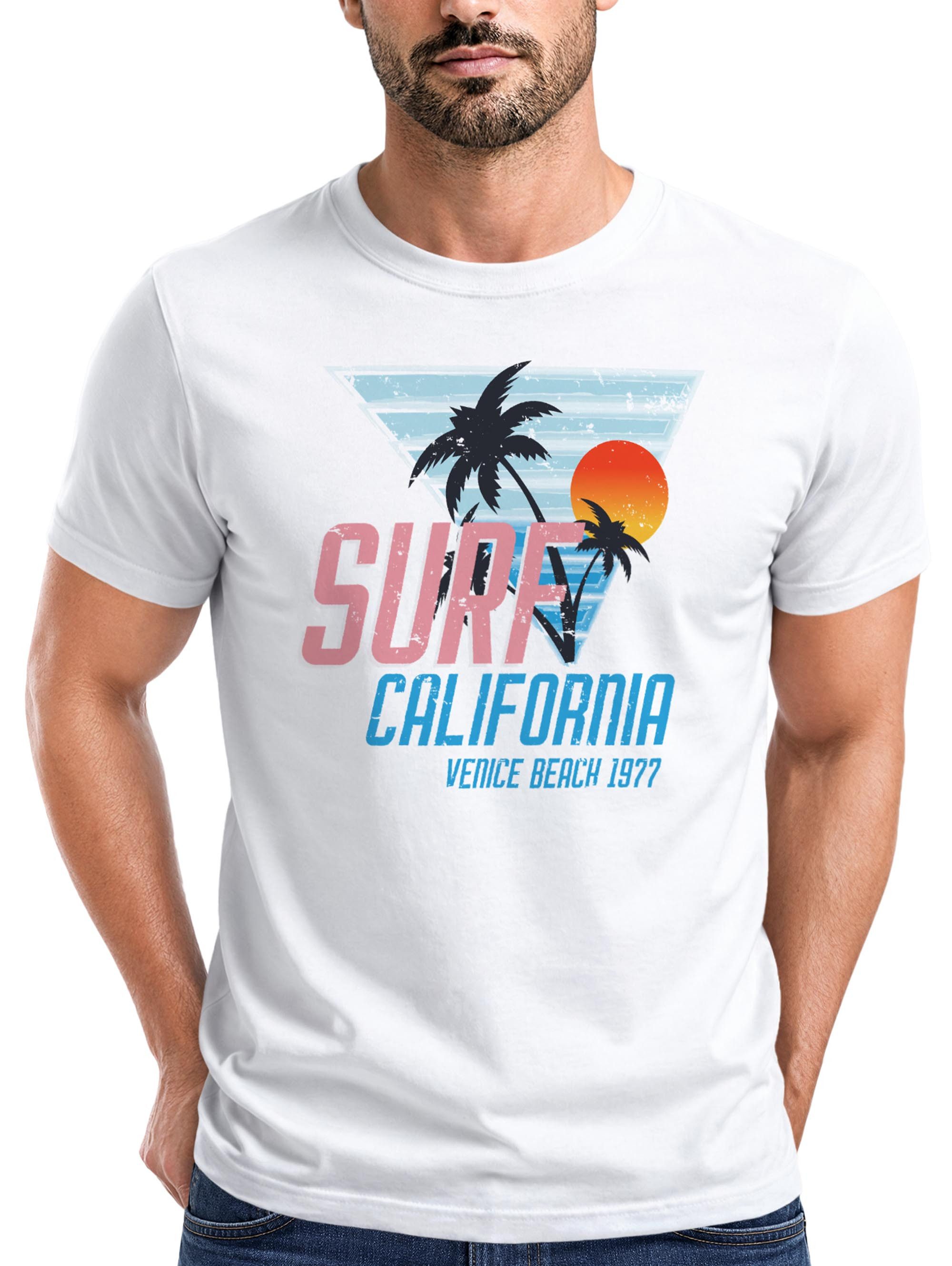Neverless Print-Shirt Herren T-Shirt Surf California Venice Beach Surfing Design Print mit Print