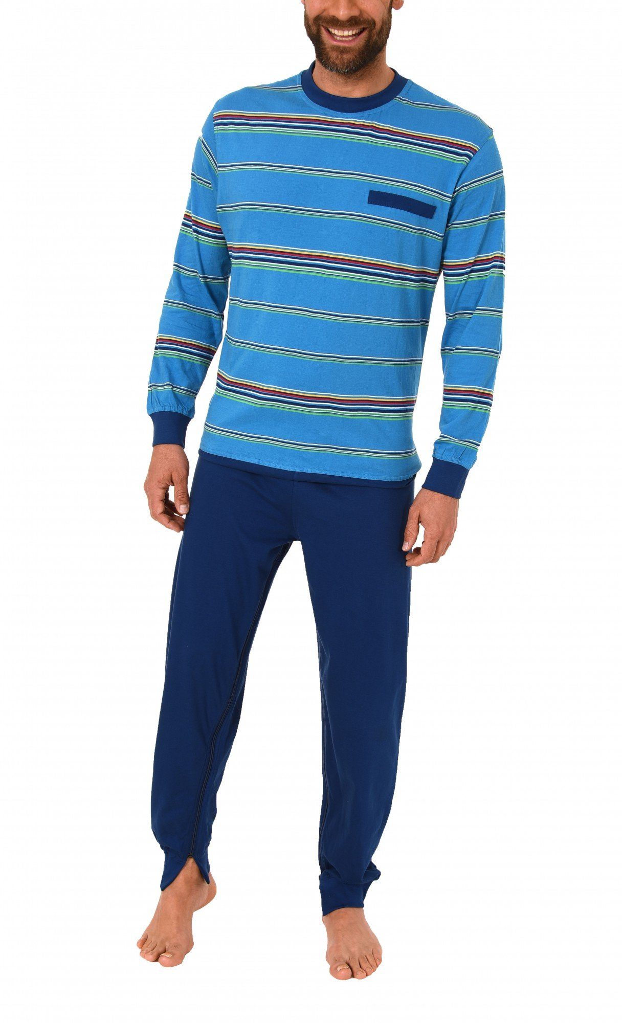 Normann Care Pyjama Herren Pflegeoverall langarm mit Reissverschluss am Rüc günstig online kaufen