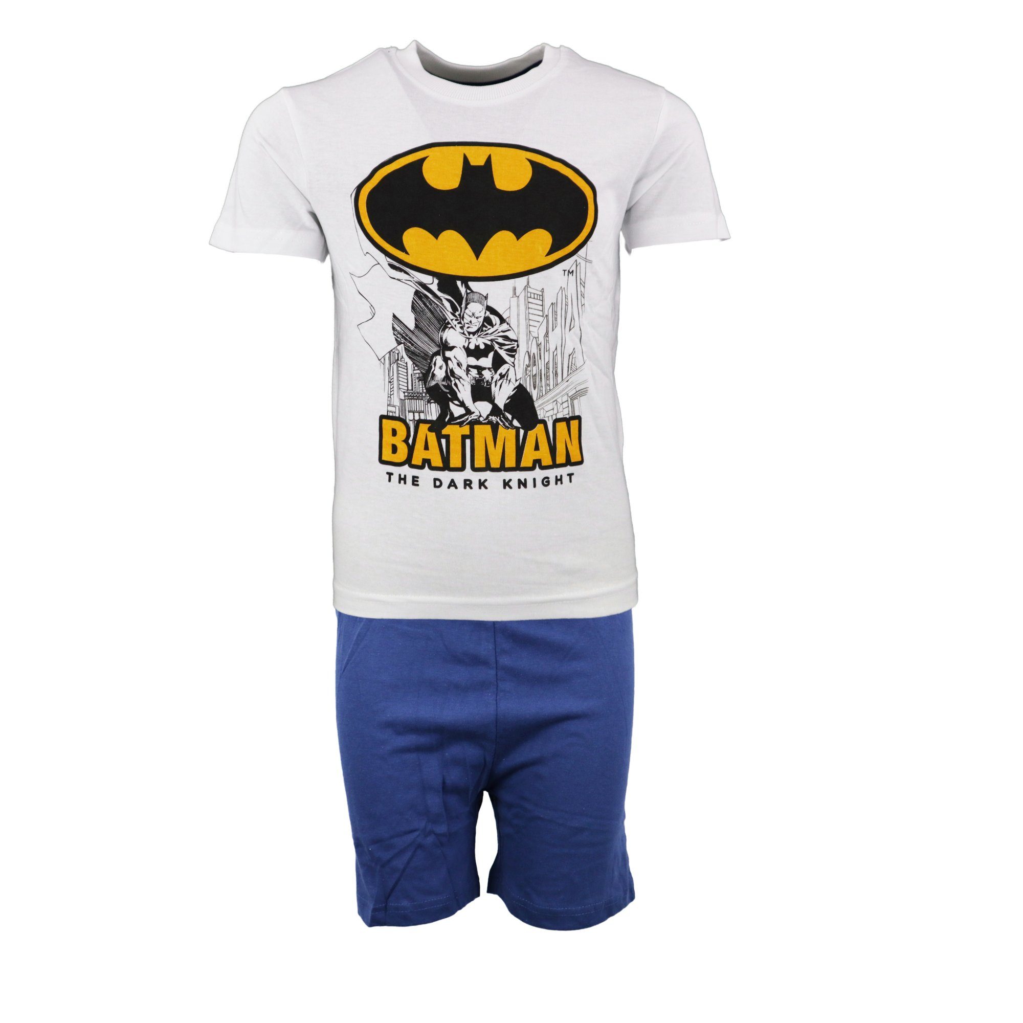 DC Comics Schlafanzug DC Comics Batman Kinder kurz Pyjama Gr. 104 bis 134 Weiß