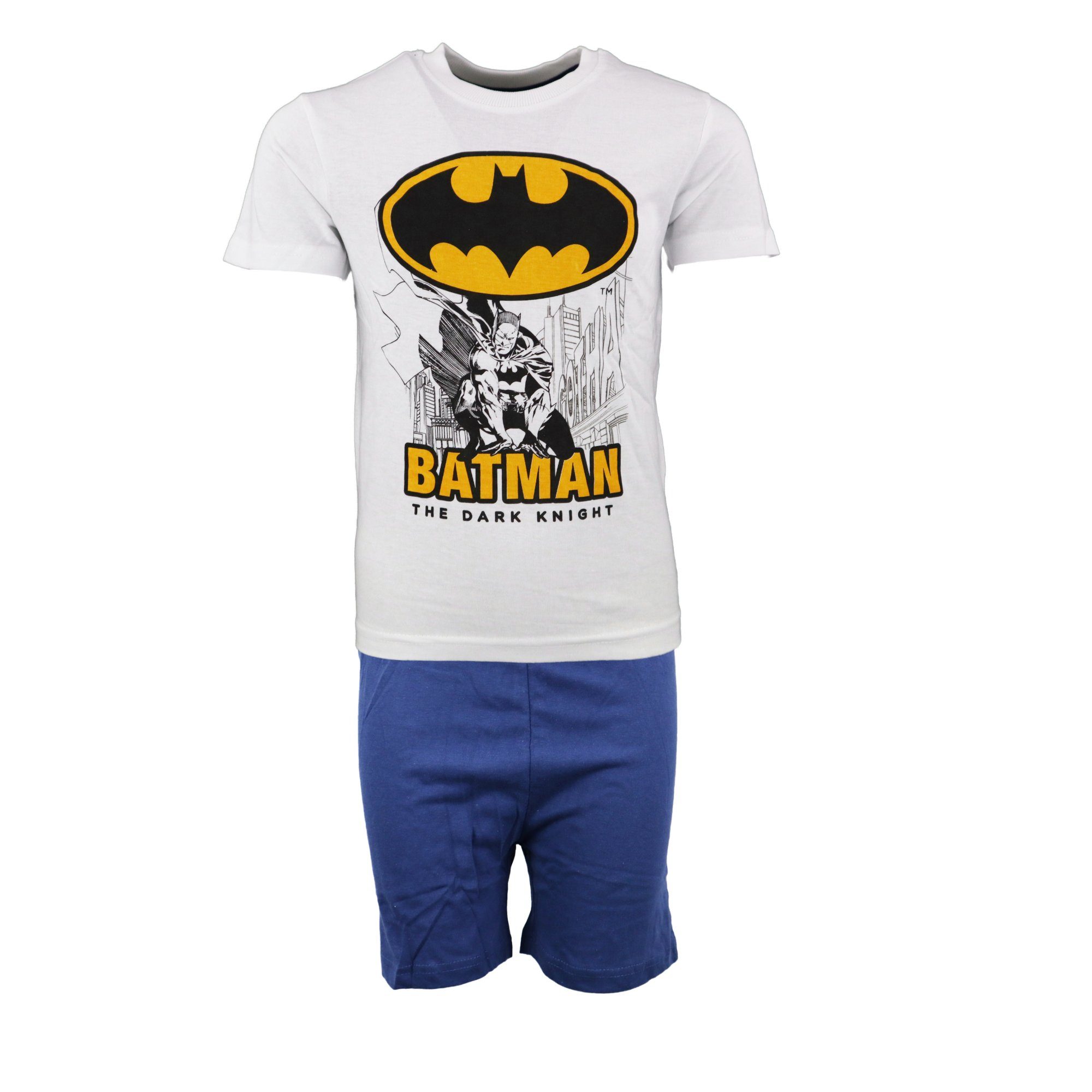 DC Comics Schlafanzug DC Comics Batman Kinder kurzarm Pyjama Gr. 104 bis 134