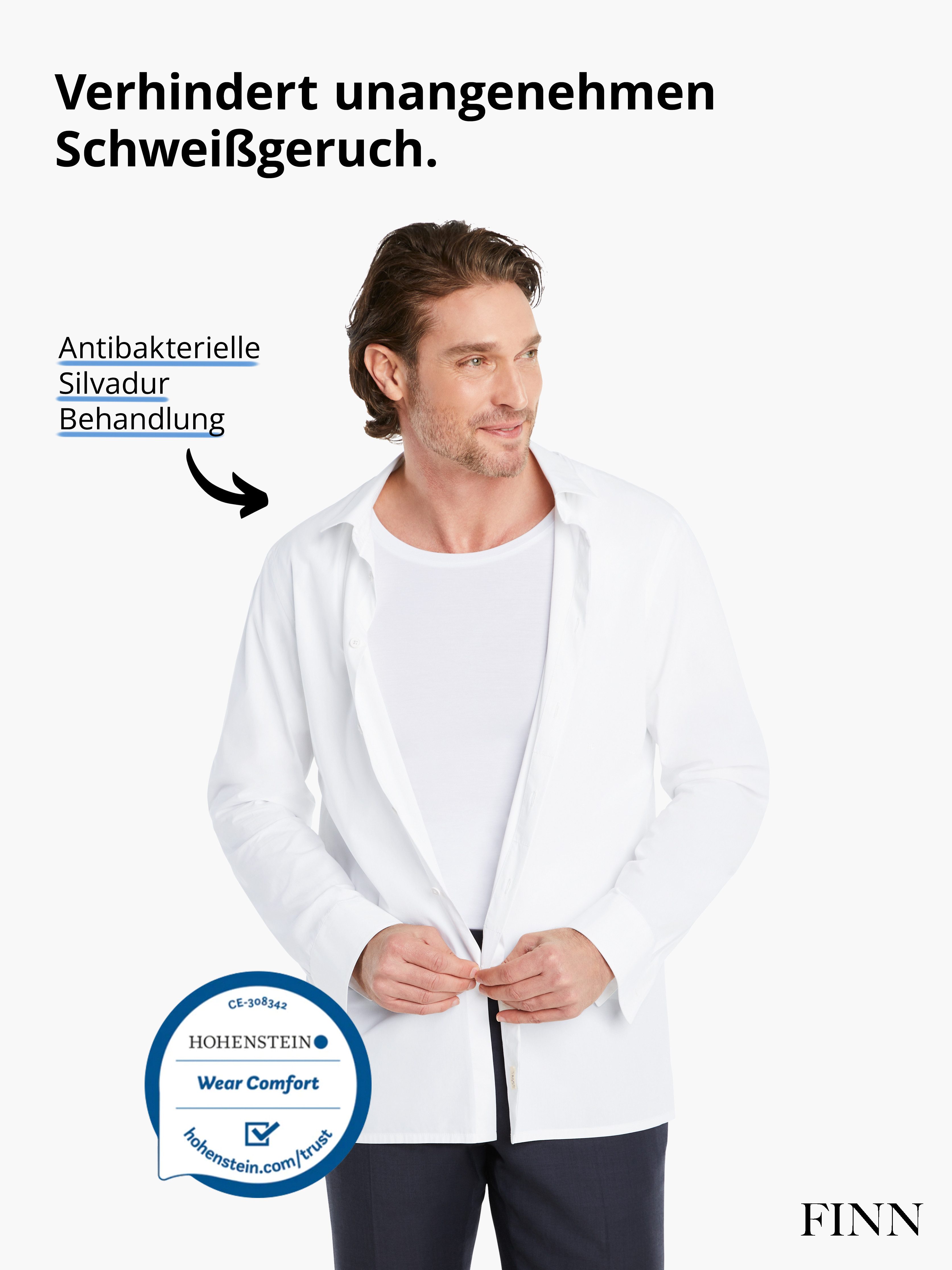 FINN Design Unterhemd Anti-Schweiß Shirt Herren mit Rundhals und integrierten Achselpads Garantierter Schutz vor Schweißflecken und Schweißgeruch