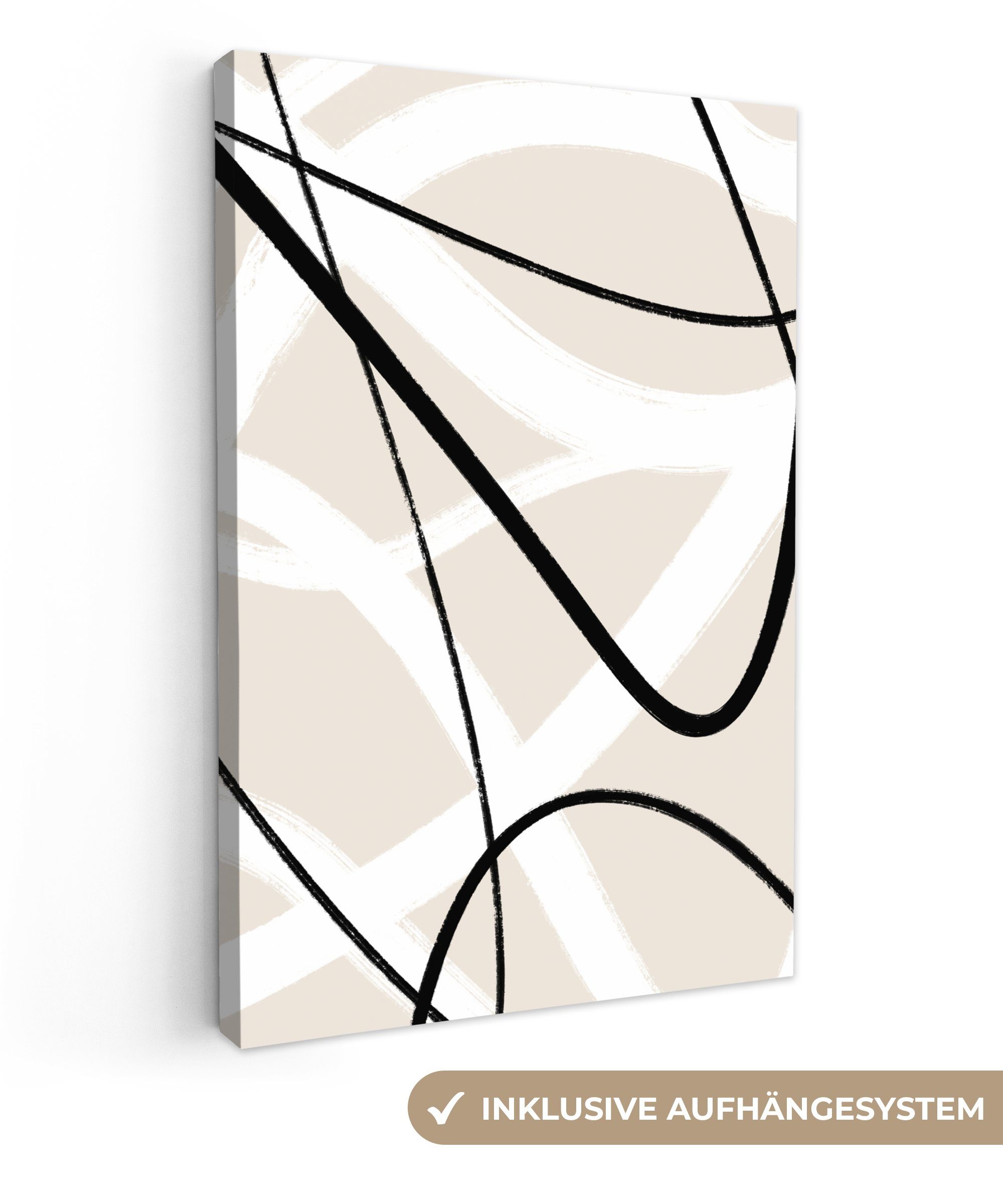OneMillionCanvasses® Leinwandbild Linie - Abstrakt - Minimalismus - Pastell, Fotodruck (1 St), Boho Style Deko Wand, Bohemian Wanddeko Bilder, 20x30 cm