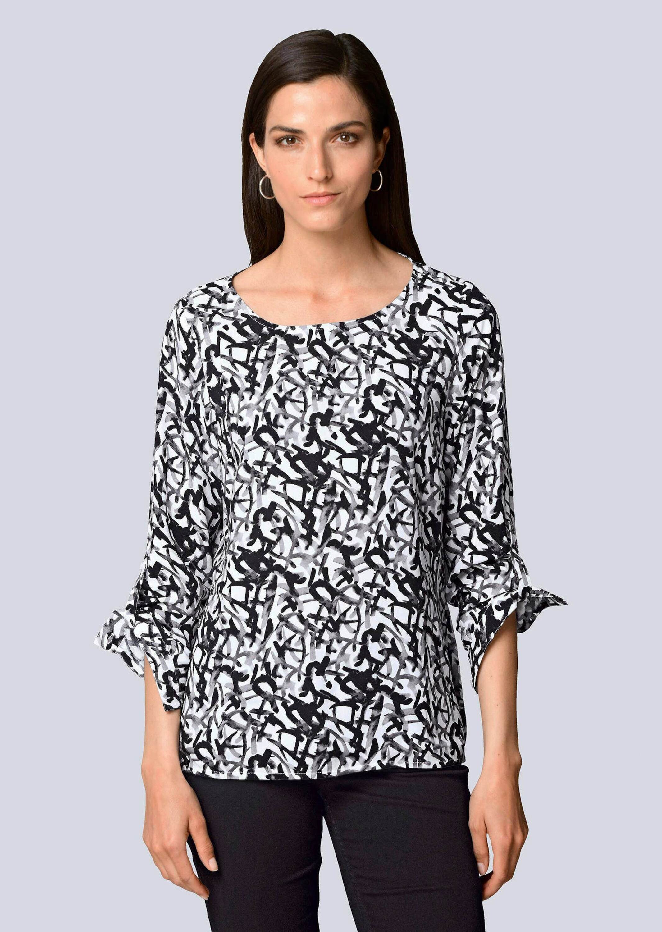 Shirtbluse Druckbluse mit grafischem Dessin